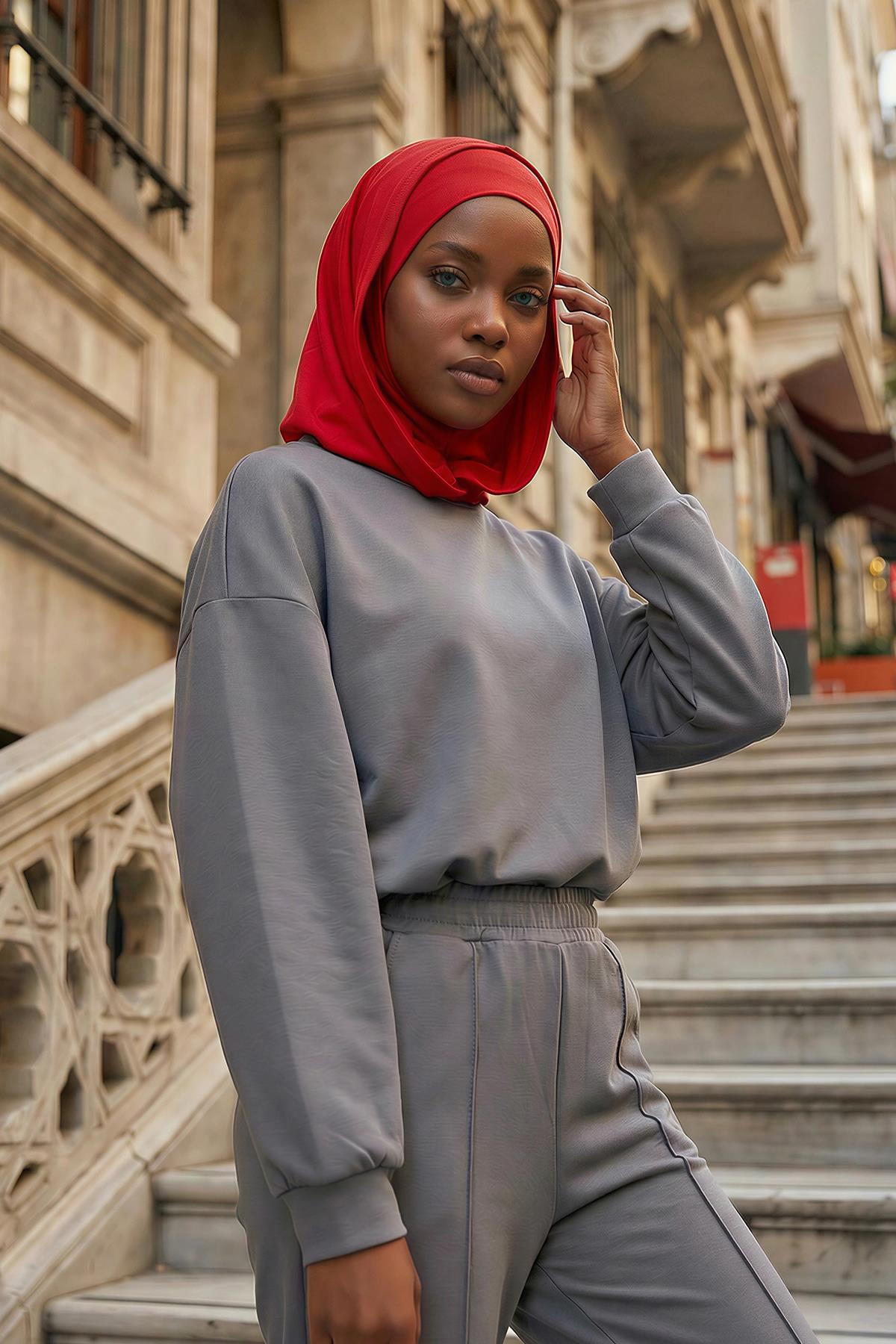 Kapşon ve Kapatıcı Özellikli Penye Kadın Hazır Bone,B-89P