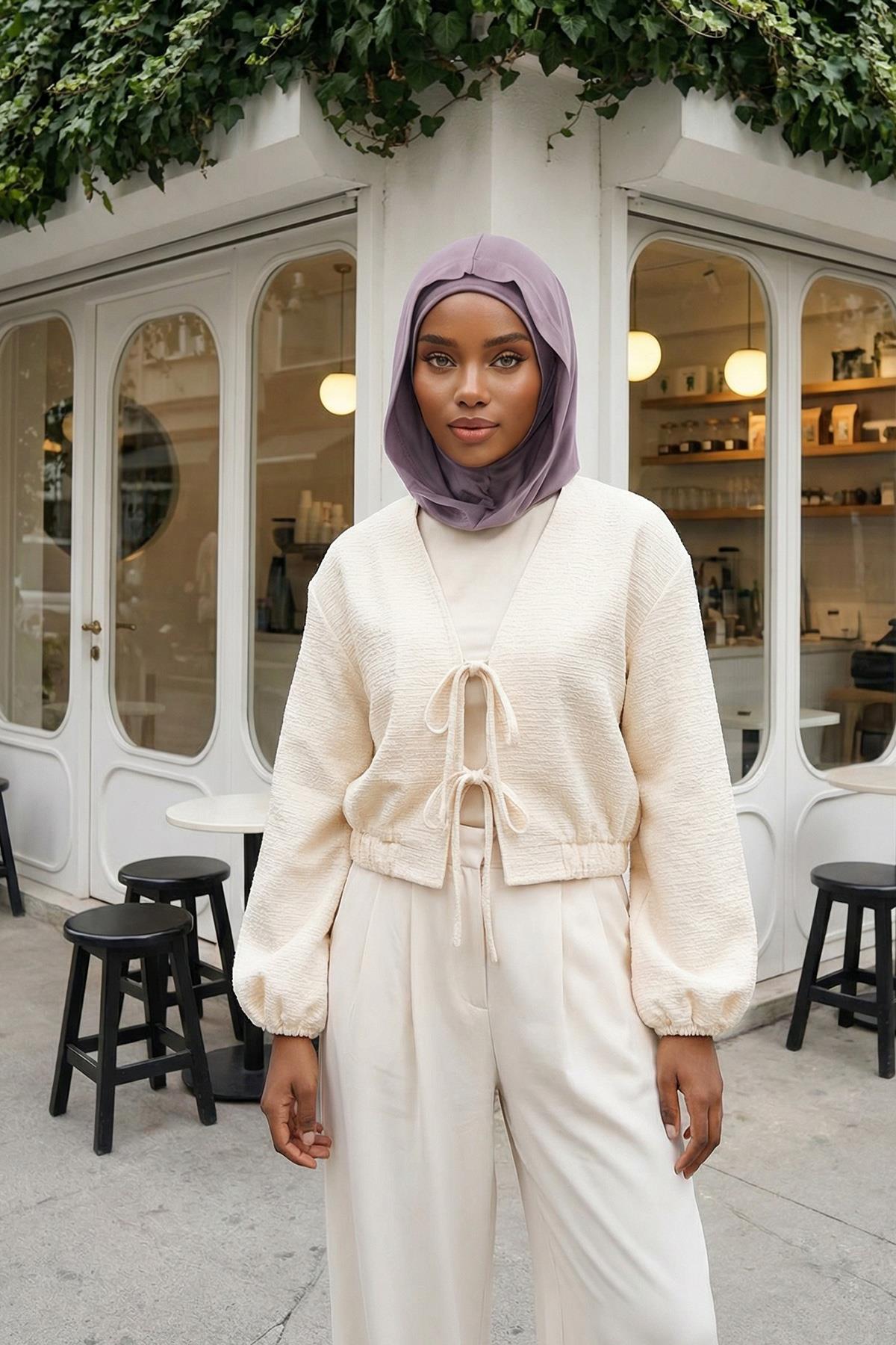 Kapşon ve Kapatıcı Özellikli Penye Kadın Hazır Bone,B-89P