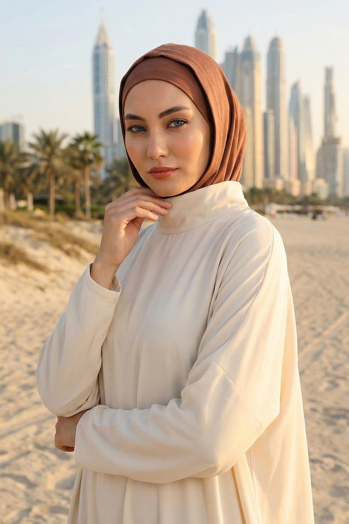 Kapşon ve Kapatıcı Özellikli Penye Kadın Hazır Bone,B-89P