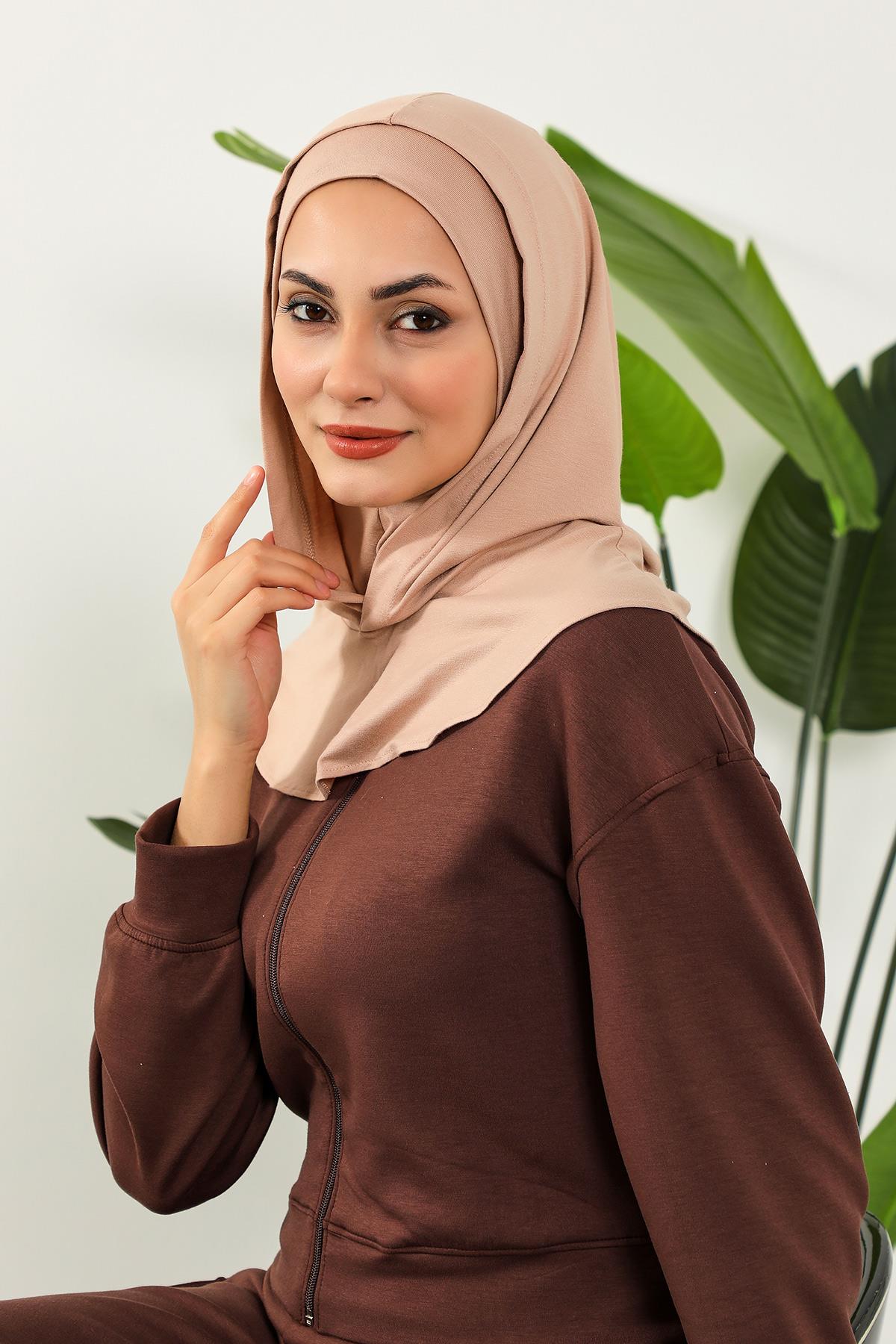 Kapşon ve Kapatıcı Özellikli Penye Kadın Hazır Bone,B-89P