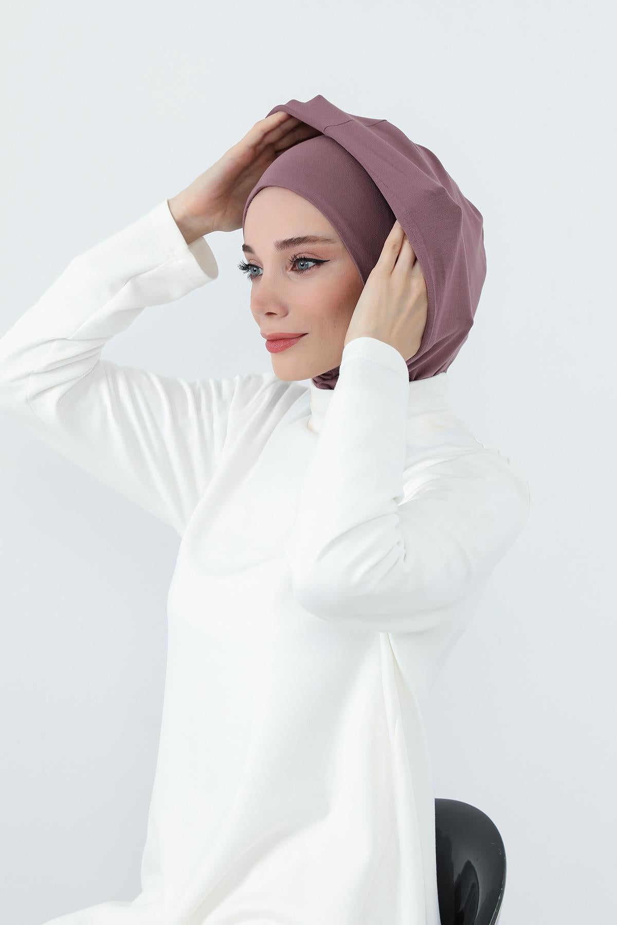 Kapşon ve Kapatıcı Özellikli Penye Kadın Hazır Bone,B-89P