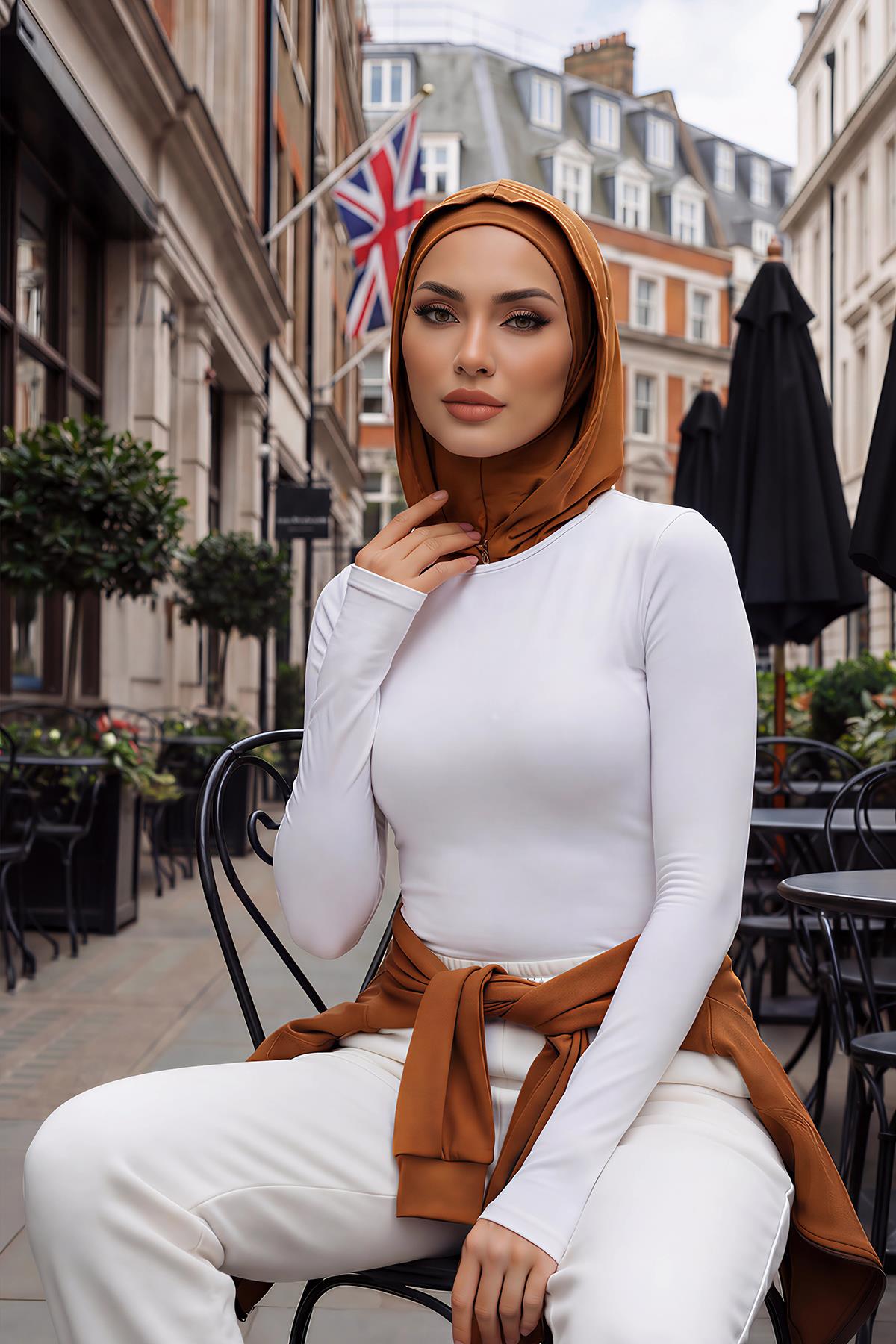 Kapşon ve Kapatıcı Özellikli Penye Kadın Hazır Bone,B-89P