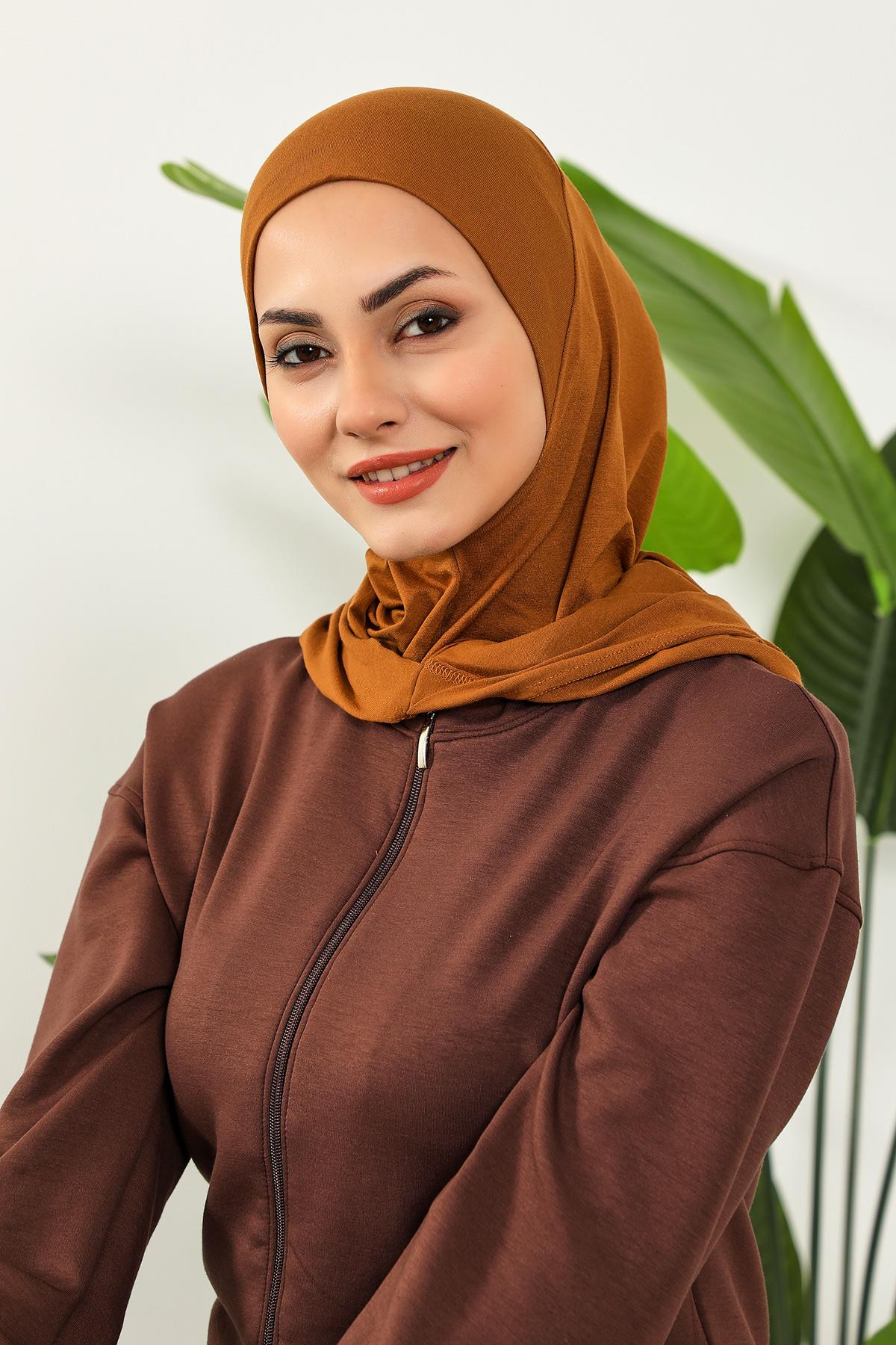 Kapşon ve Kapatıcı Özellikli Penye Kadın Hazır Bone,B-89P