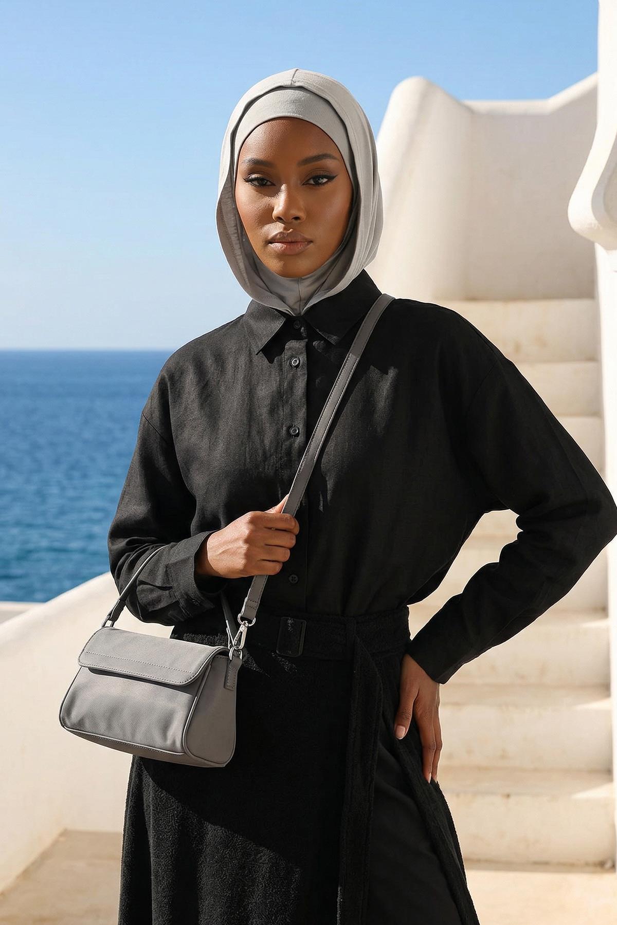 Kapşon ve Kapatıcı Özellikli Penye Kadın Hazır Bone,B-89P