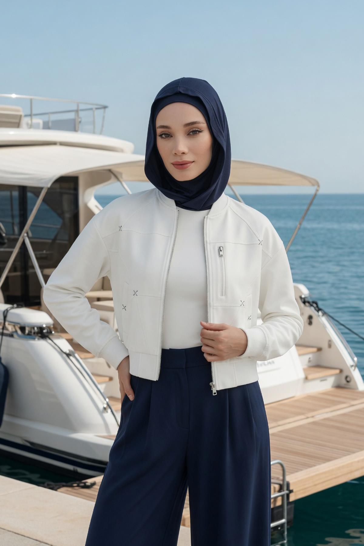 Kapşon ve Kapatıcı Özellikli Penye Kadın Hazır Bone,B-89P