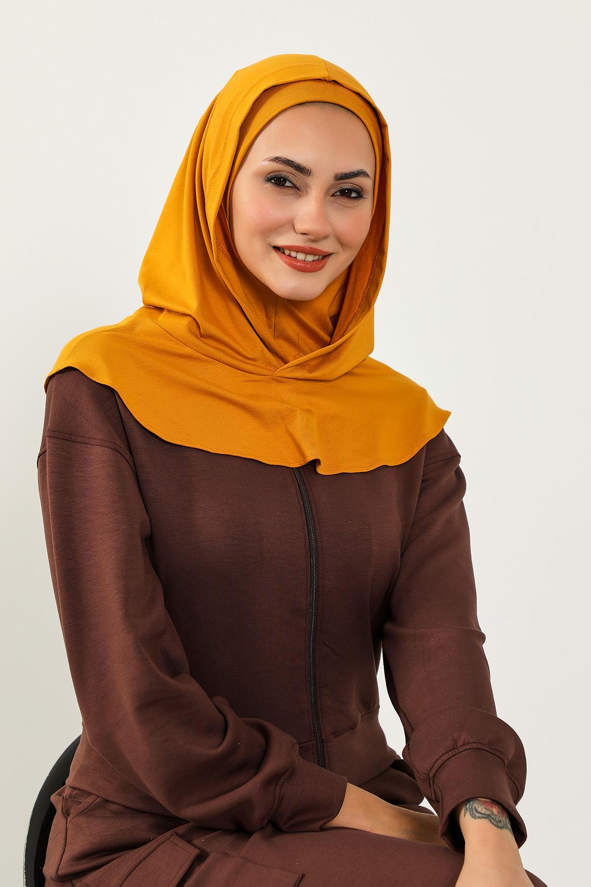 Kapşon ve Kapatıcı Özellikli Penye Kadın Hazır Bone,B-89P