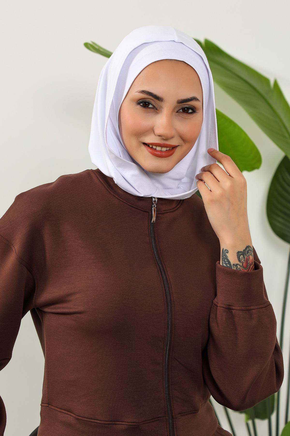 Kapşon ve Kapatıcı Özellikli Penye Kadın Hazır Bone,B-89P