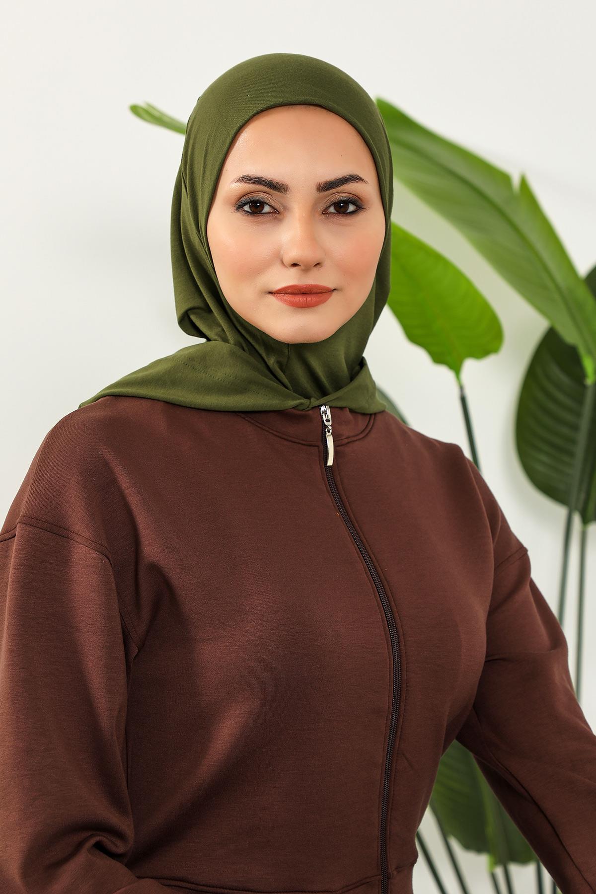 Kapşon ve Kapatıcı Özellikli Penye Kadın Hazır Bone,B-89P