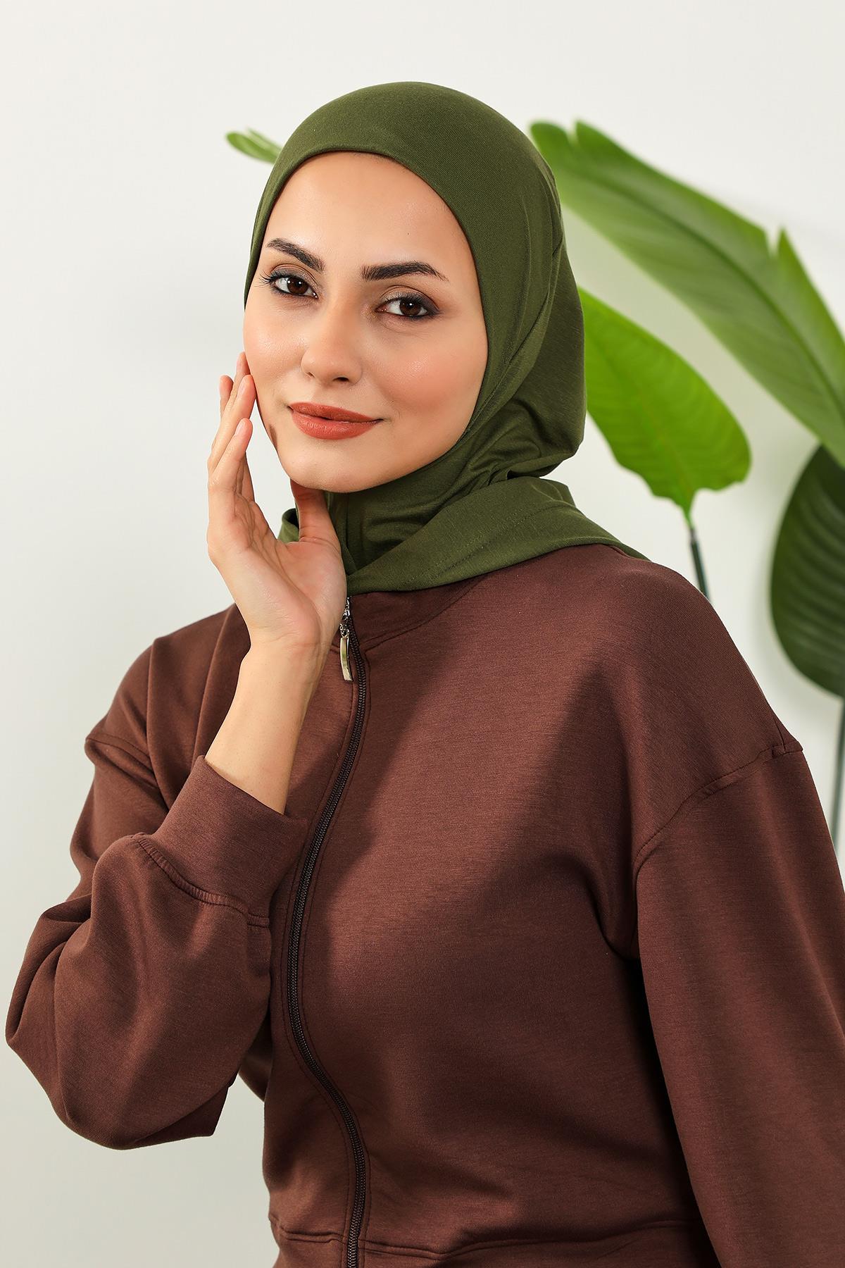 Kapşon ve Kapatıcı Özellikli Penye Kadın Hazır Bone,B-89P