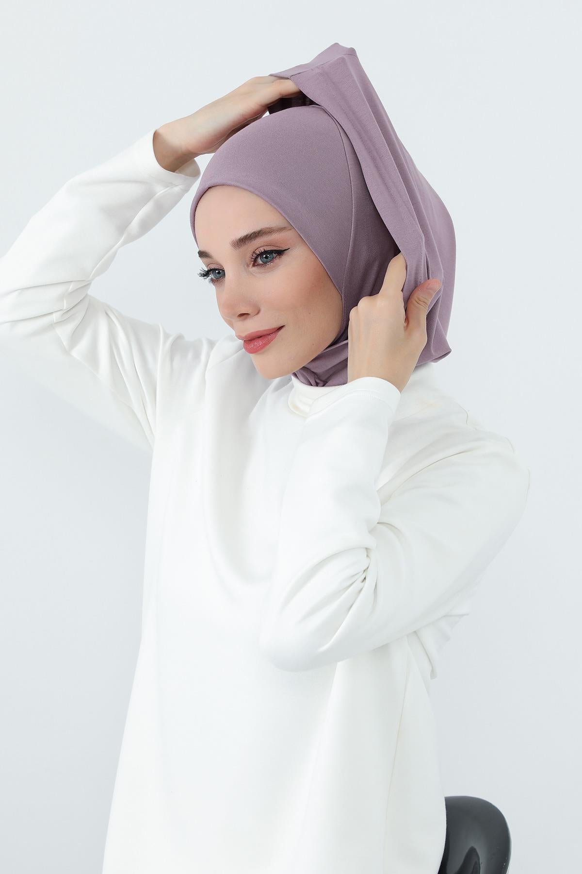 Kapşon ve Kapatıcı Özellikli Penye Kadın Hazır Bone,B-89P