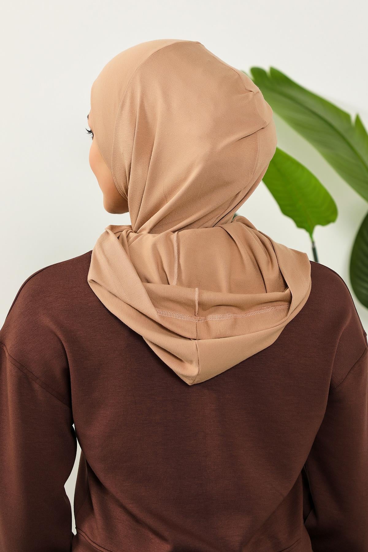 Kapşon ve Kapatıcı Özellikli Penye Kadın Hazır Bone,B-89P