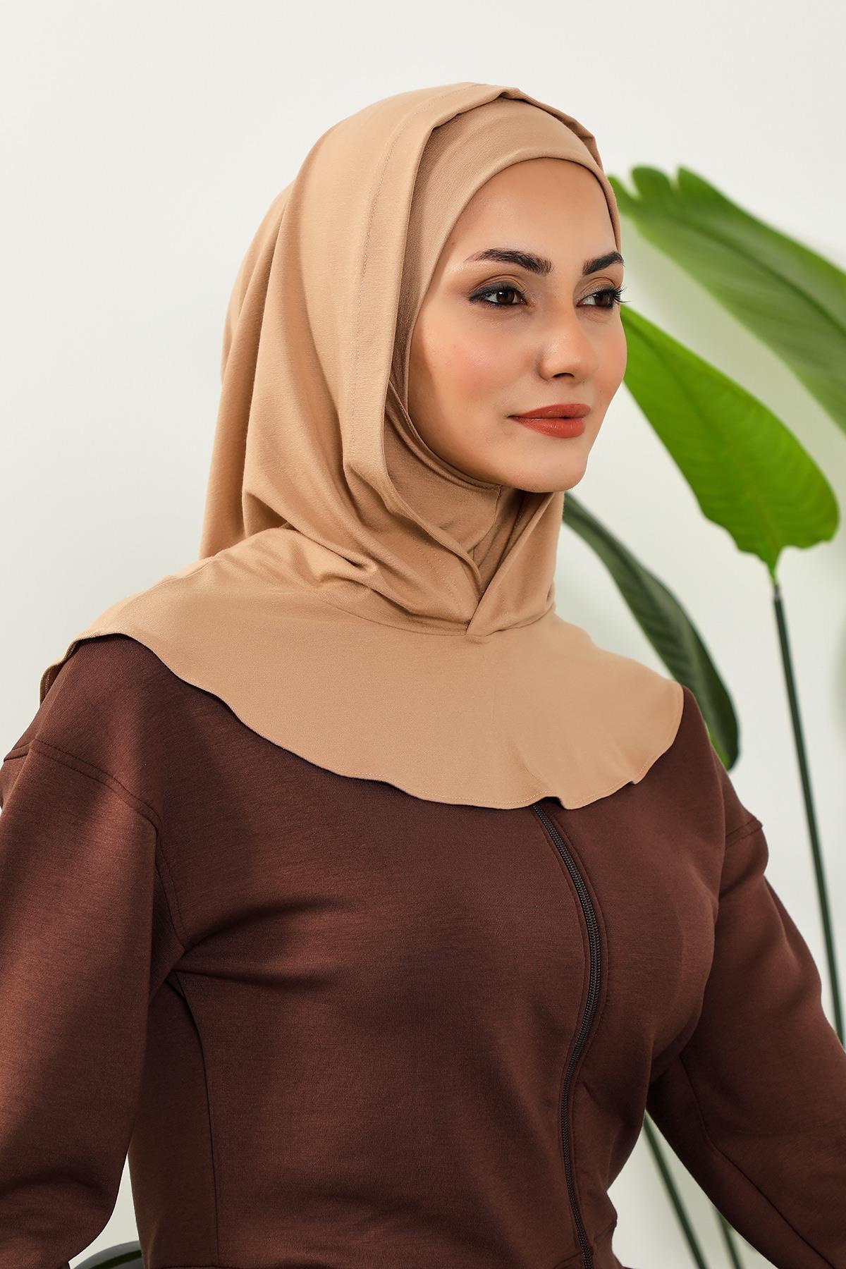 Kapşon ve Kapatıcı Özellikli Penye Kadın Hazır Bone,B-89P