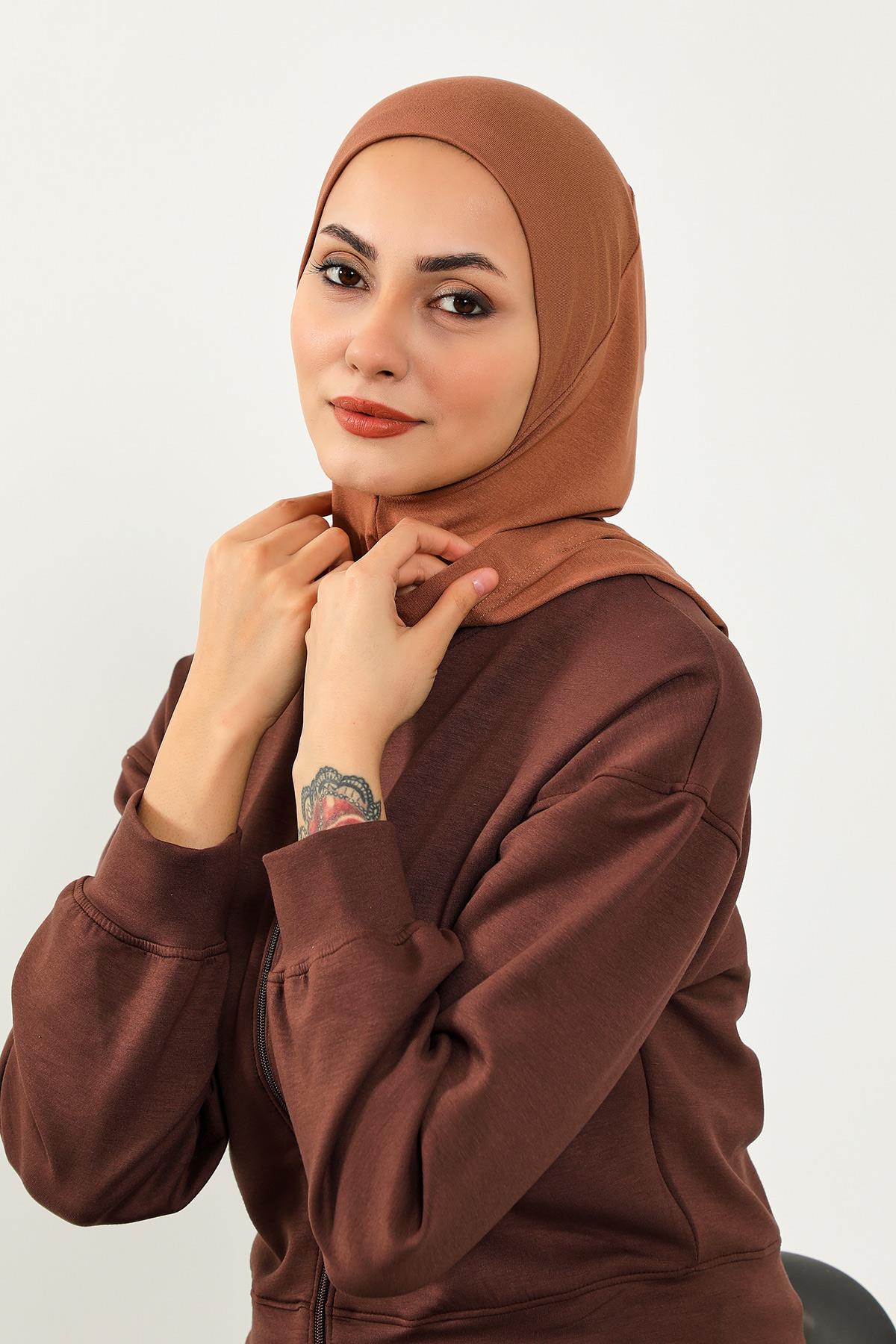 Kapşon ve Kapatıcı Özellikli Penye Kadın Hazır Bone,B-89P