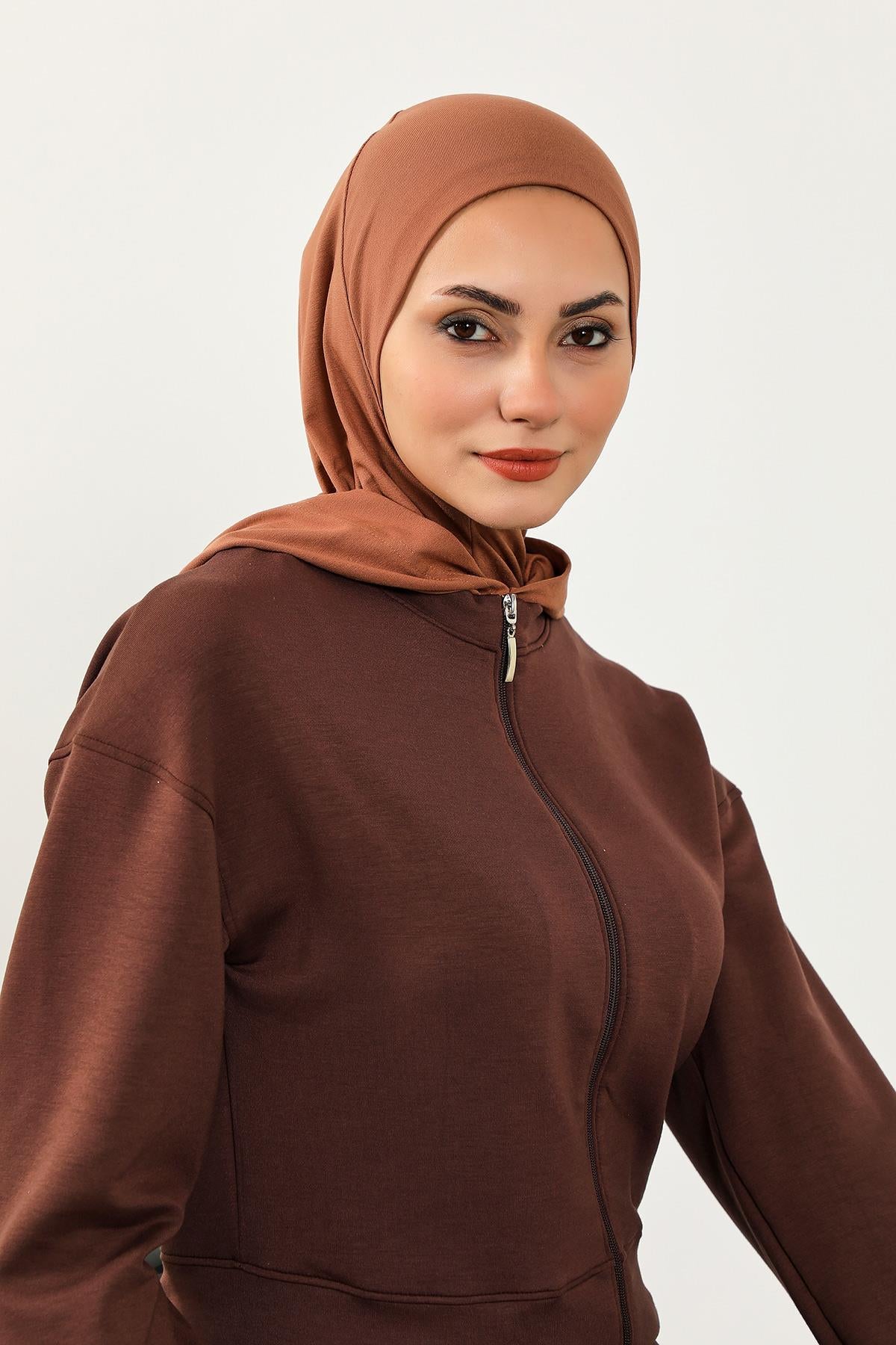 Kapşon ve Kapatıcı Özellikli Penye Kadın Hazır Bone,B-89P