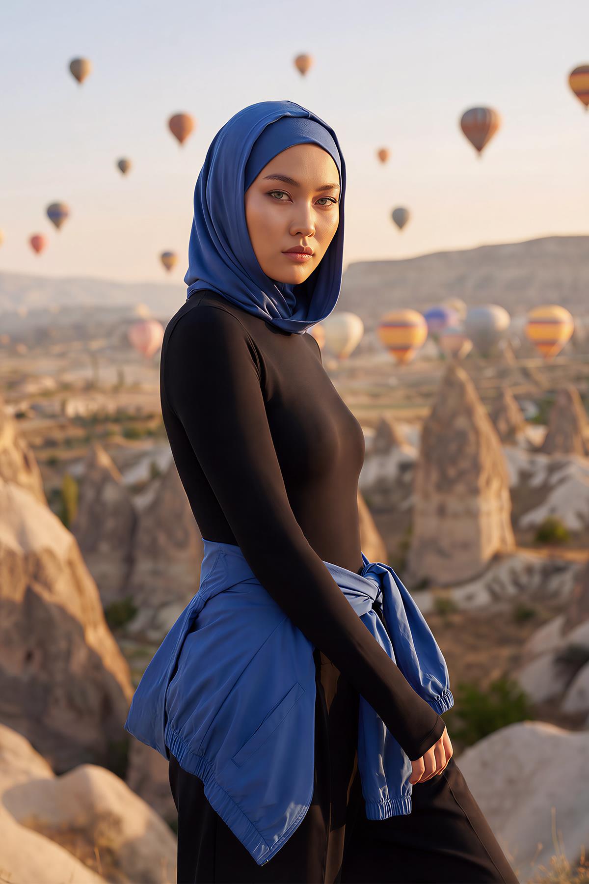 Kapşon ve Kapatıcı Özellikli Penye Kadın Hazır Bone,B-89P