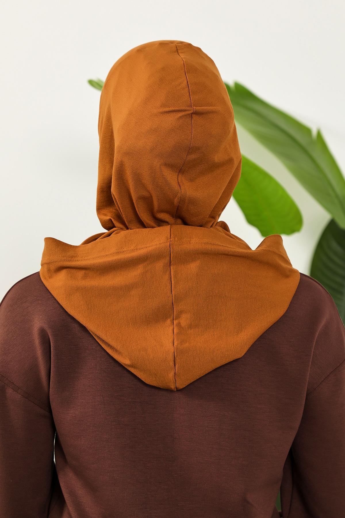 Kapşon ve Kapatıcı Özellikli Penye Kadın Hazır Bone,B-89P