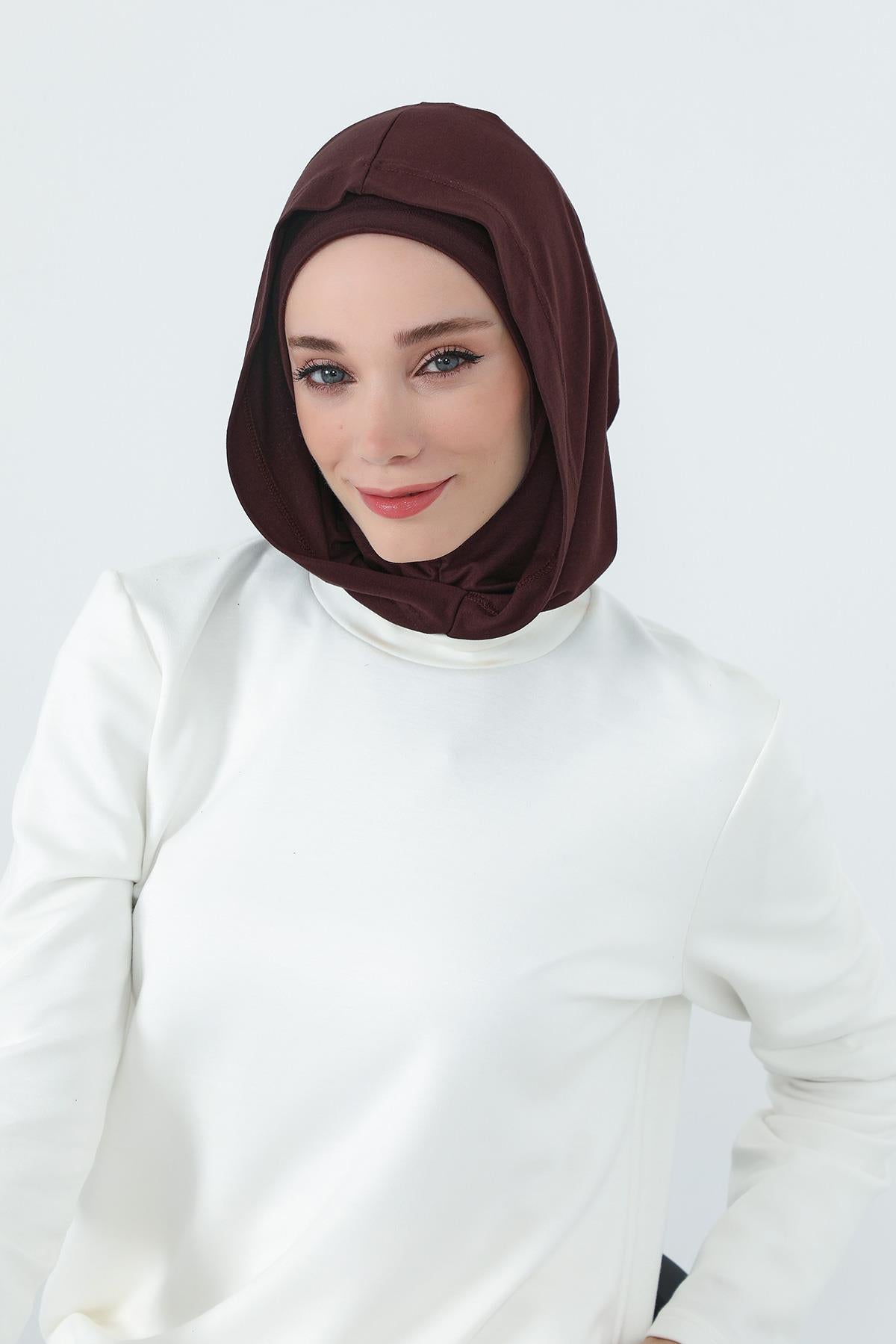 Kapşon ve Kapatıcı Özellikli Penye Kadın Hazır Bone,B-89P