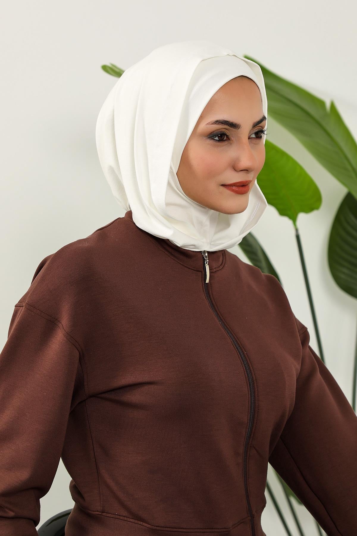 Kapşon ve Kapatıcı Özellikli Penye Kadın Hazır Bone,B-89P