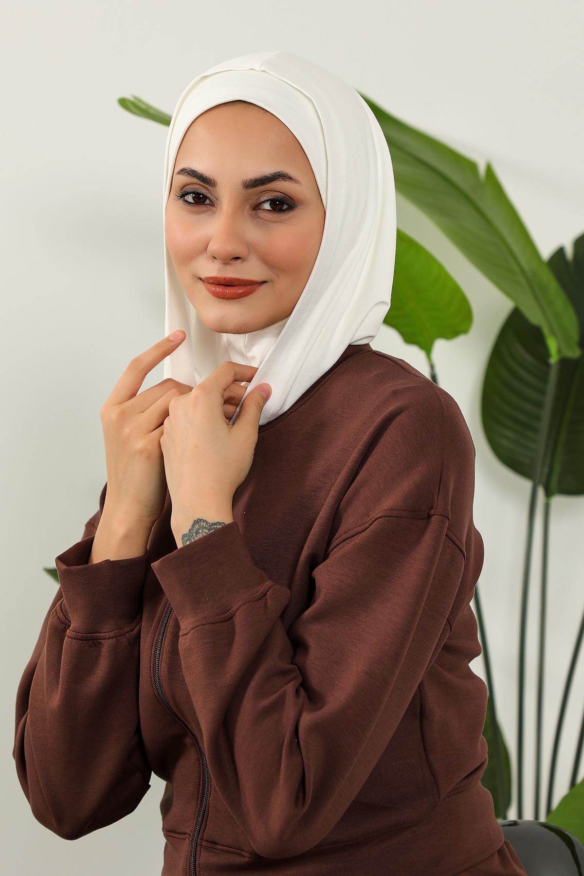 Kapşon ve Kapatıcı Özellikli Penye Kadın Hazır Bone,B-89P