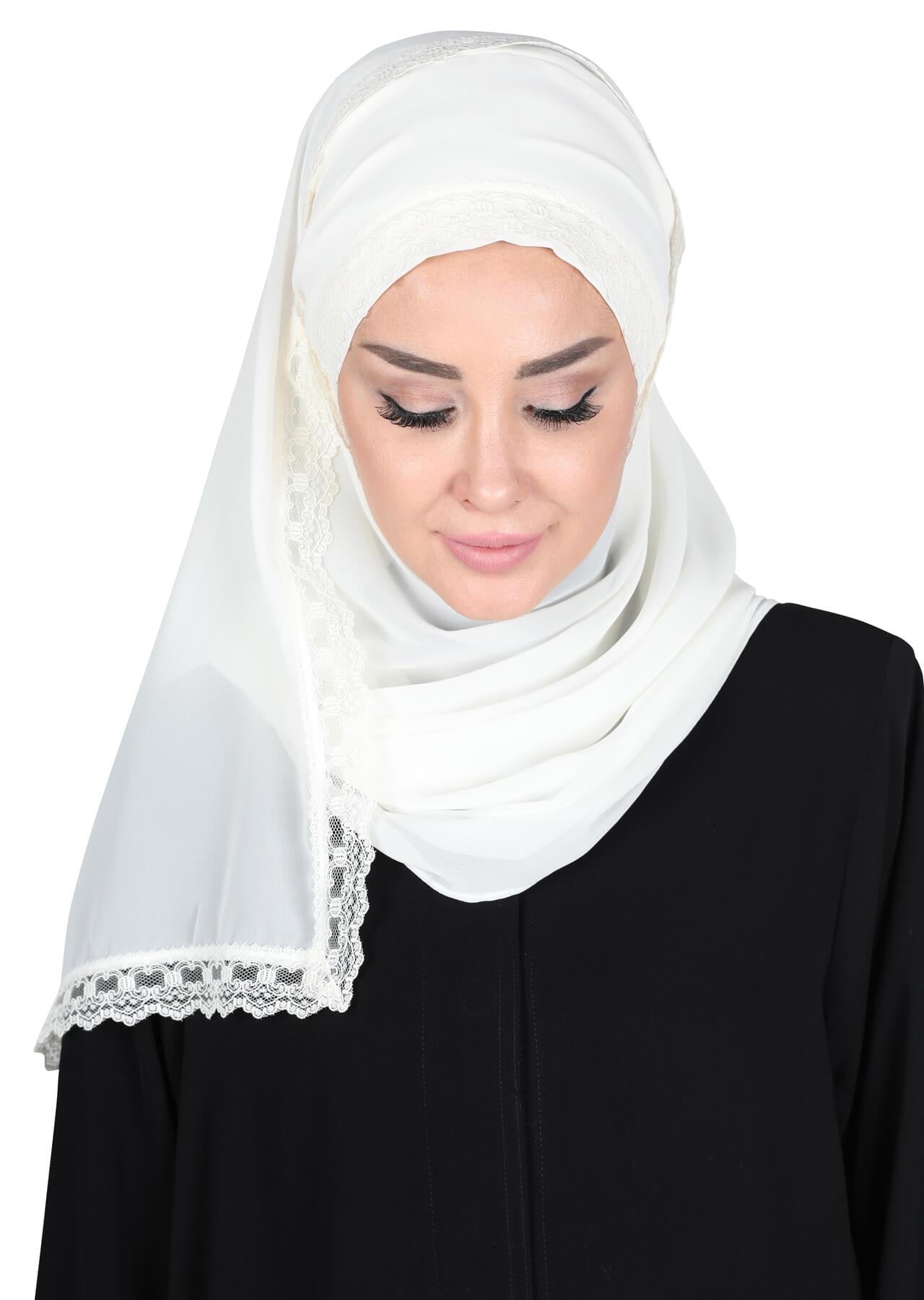 Kenarları Dantelli Pratik Şifon Şal,CPS-28