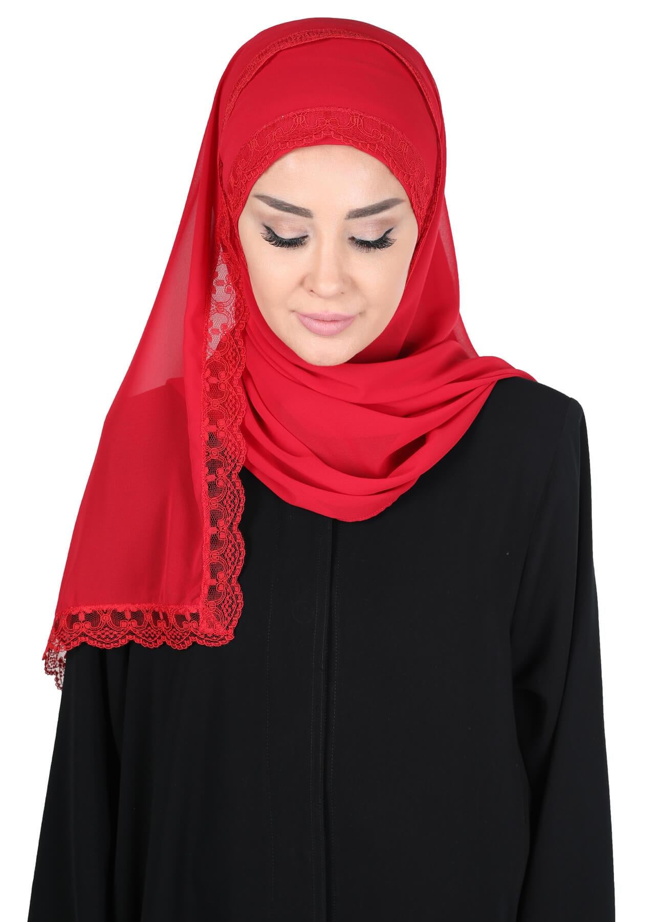 Kenarları Dantelli Pratik Şifon Şal,CPS-28