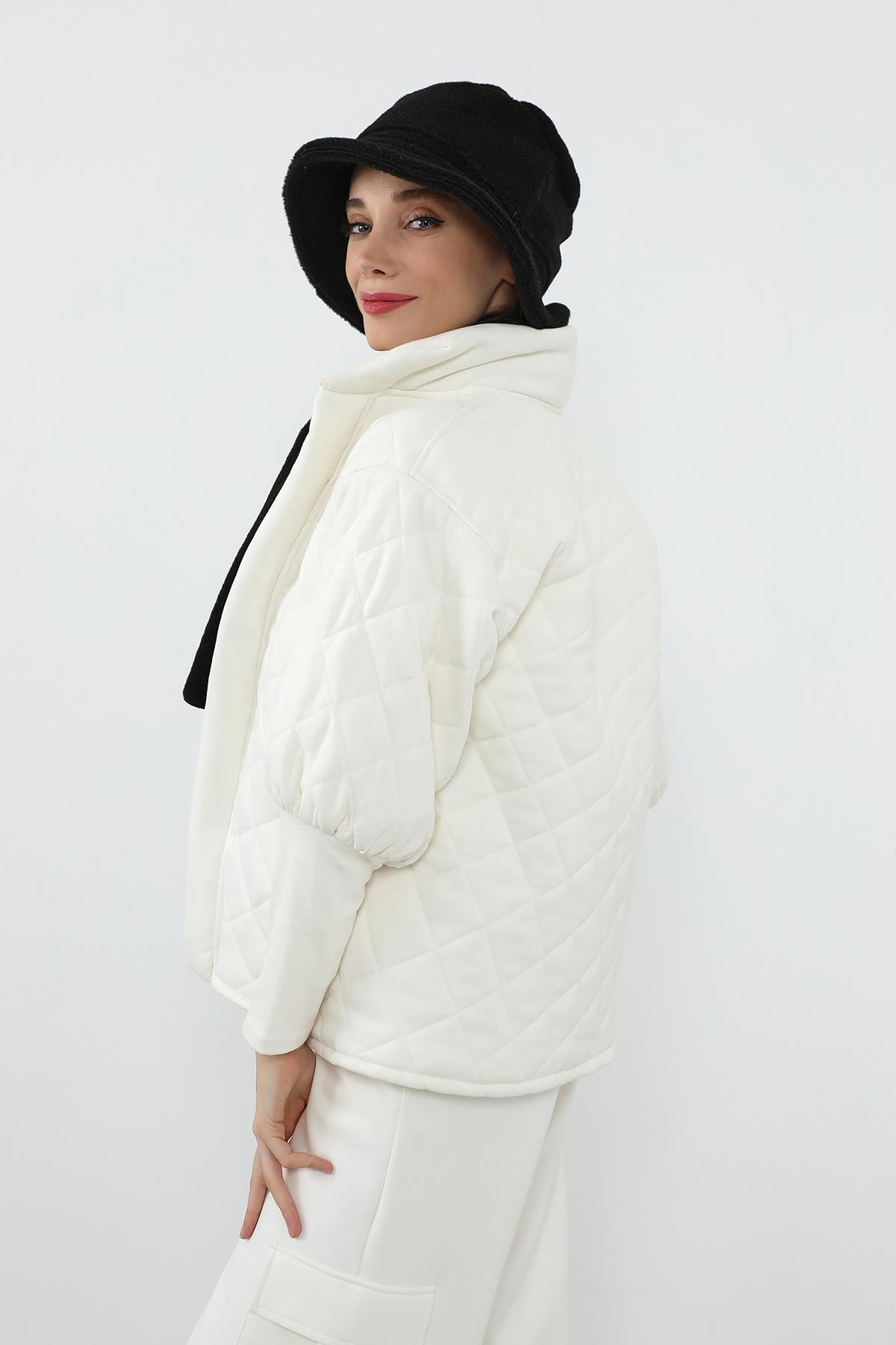 Kışlık Düz Kaşe Bucket Şapka ve Atkı Takımı,BAT-1DK