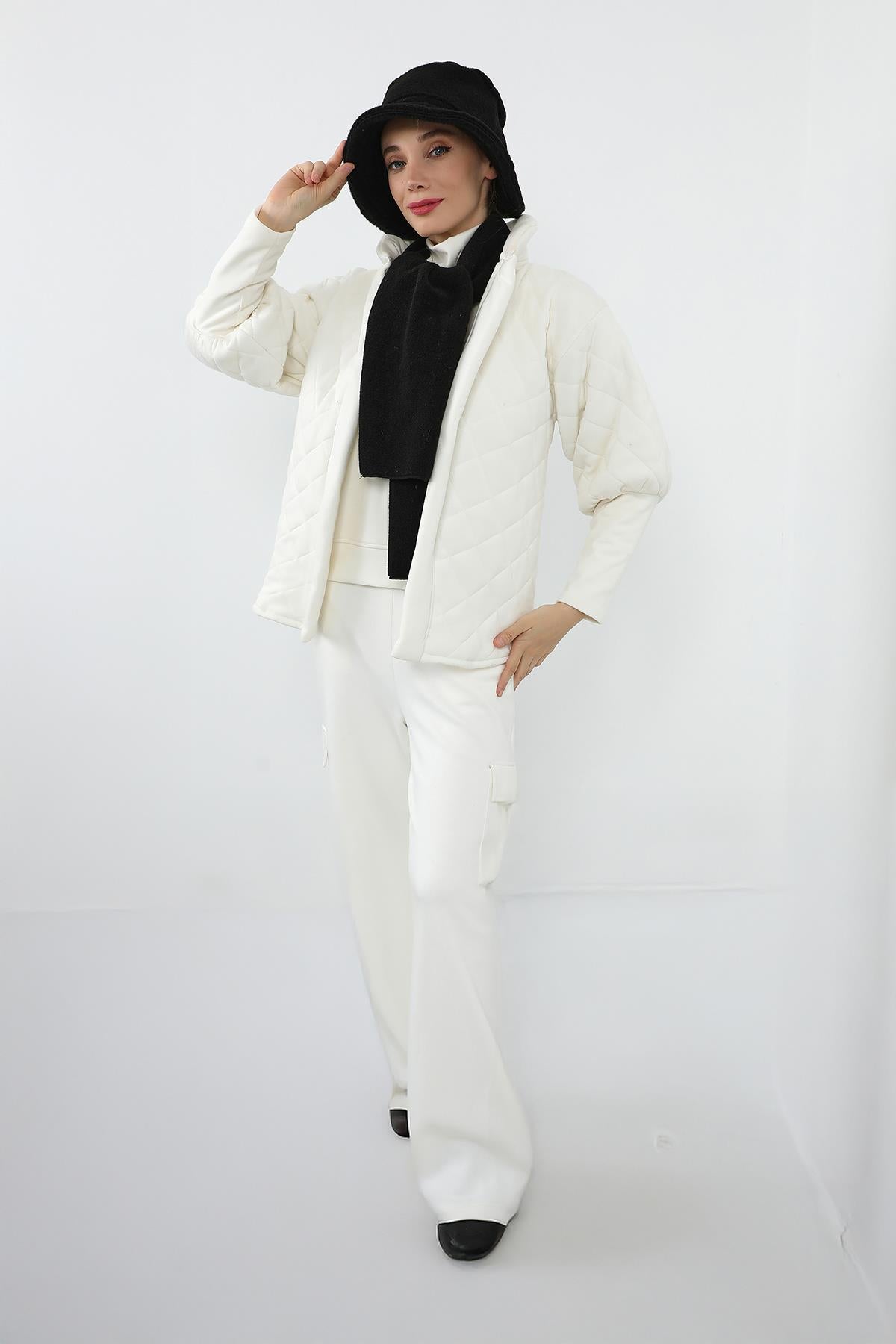 Kışlık Düz Kaşe Bucket Şapka ve Atkı Takımı,BAT-1DK