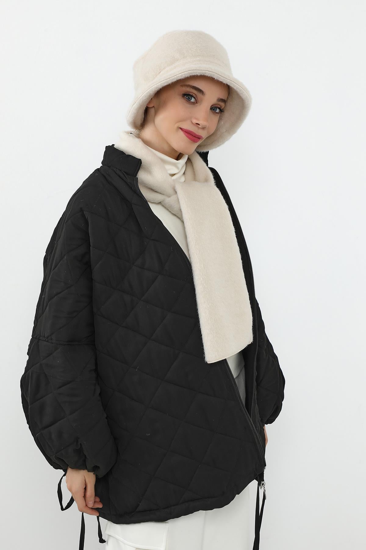 Kışlık Düz Kaşe Bucket Şapka ve Atkı Takımı,BAT-1DK