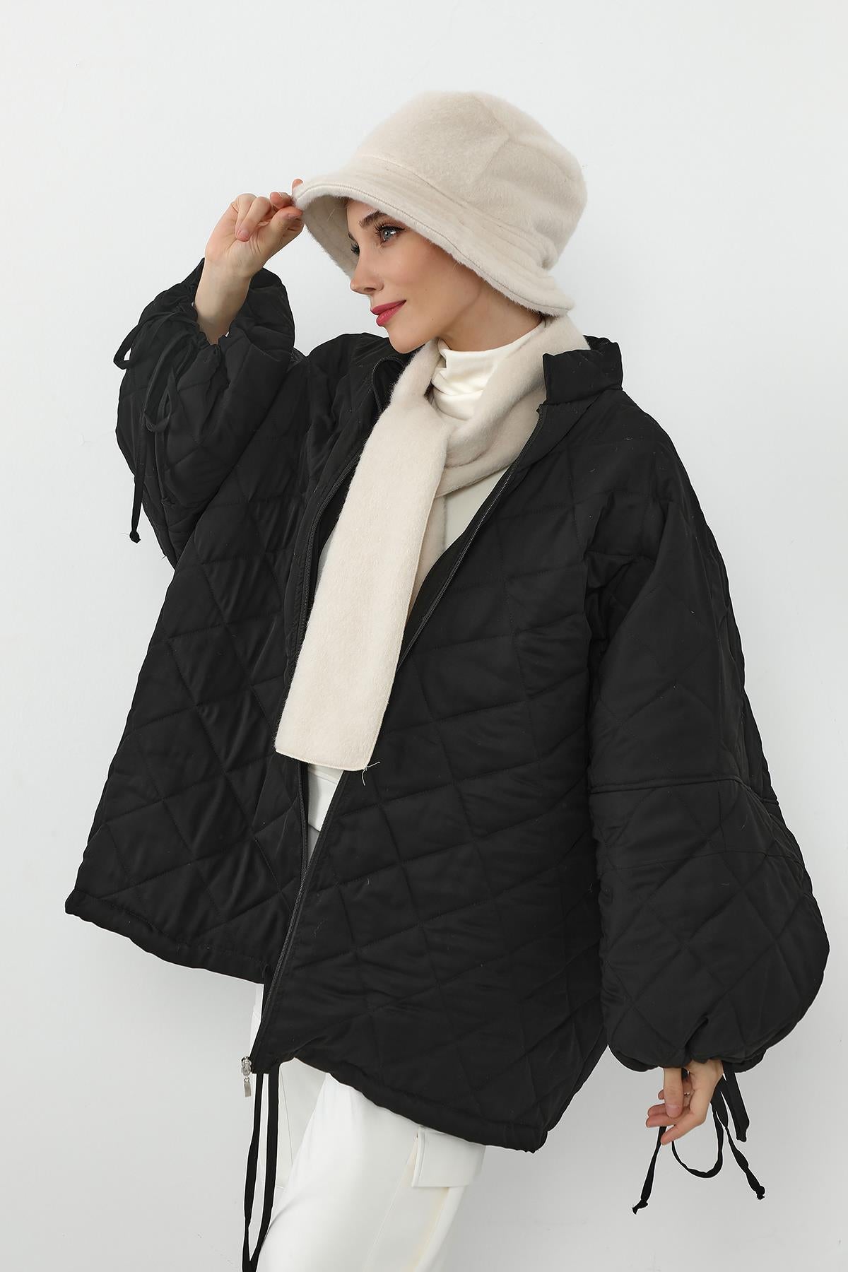 Kışlık Düz Kaşe Bucket Şapka ve Atkı Takımı,BAT-1DK