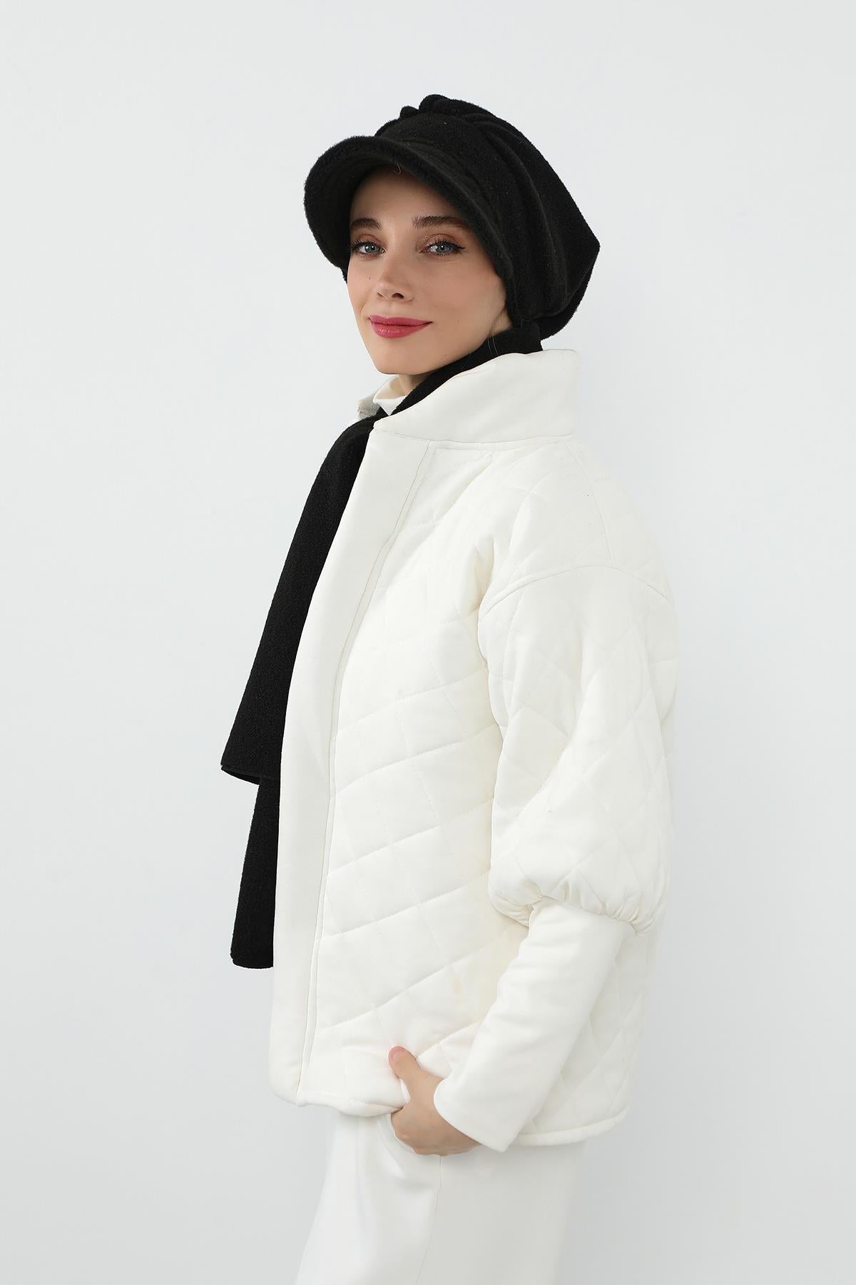 Kışlık Düz Kaşe Siperlikli Bone ve Atkı Takımı,BAT-2DK