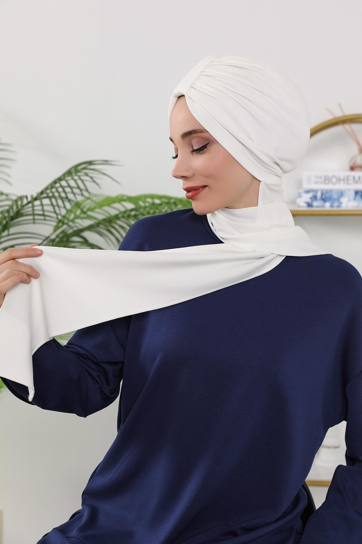 Dört Mevsim Fularlı Bone Türban,B-80O