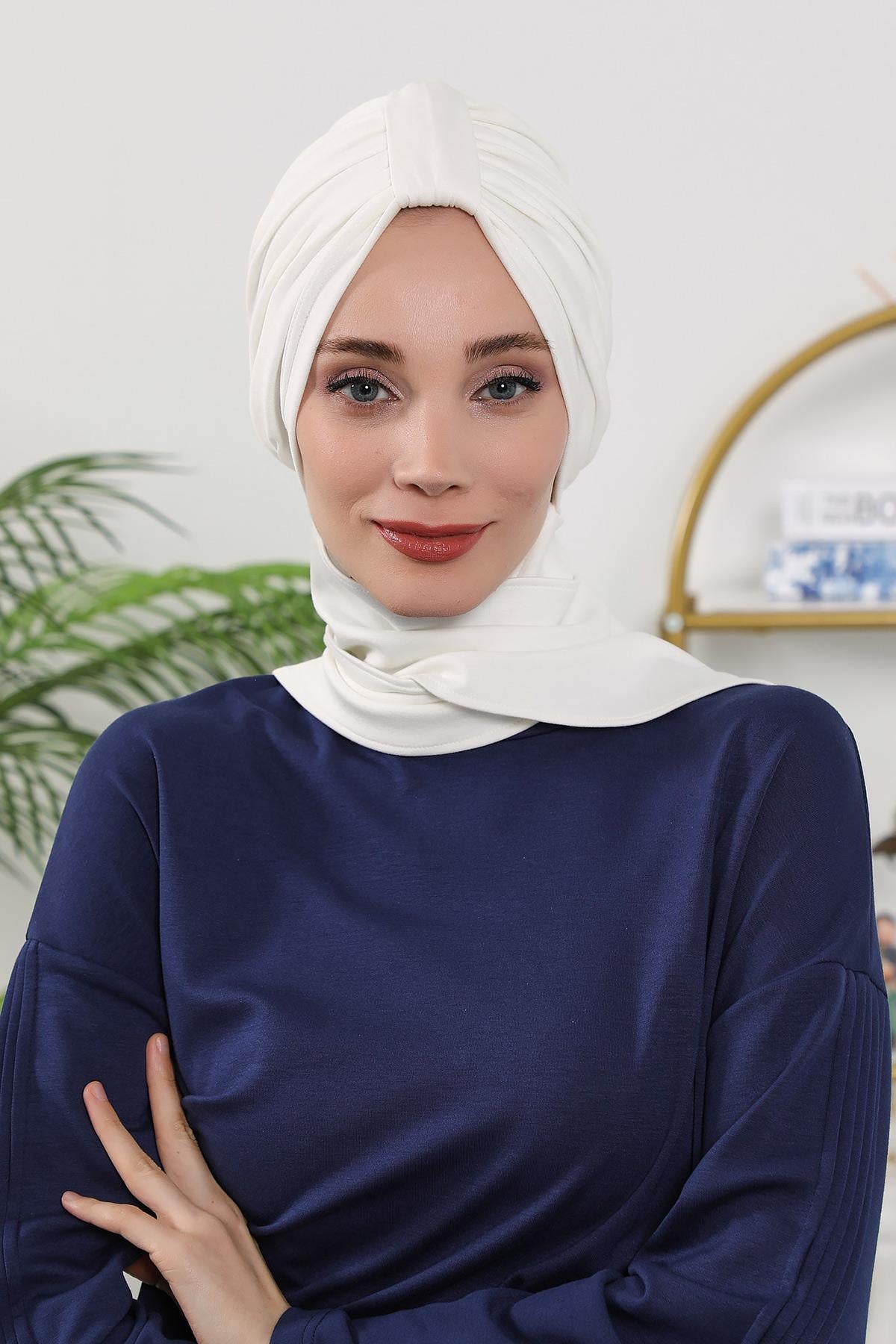 Dört Mevsim Fularlı Bone Türban,B-80O