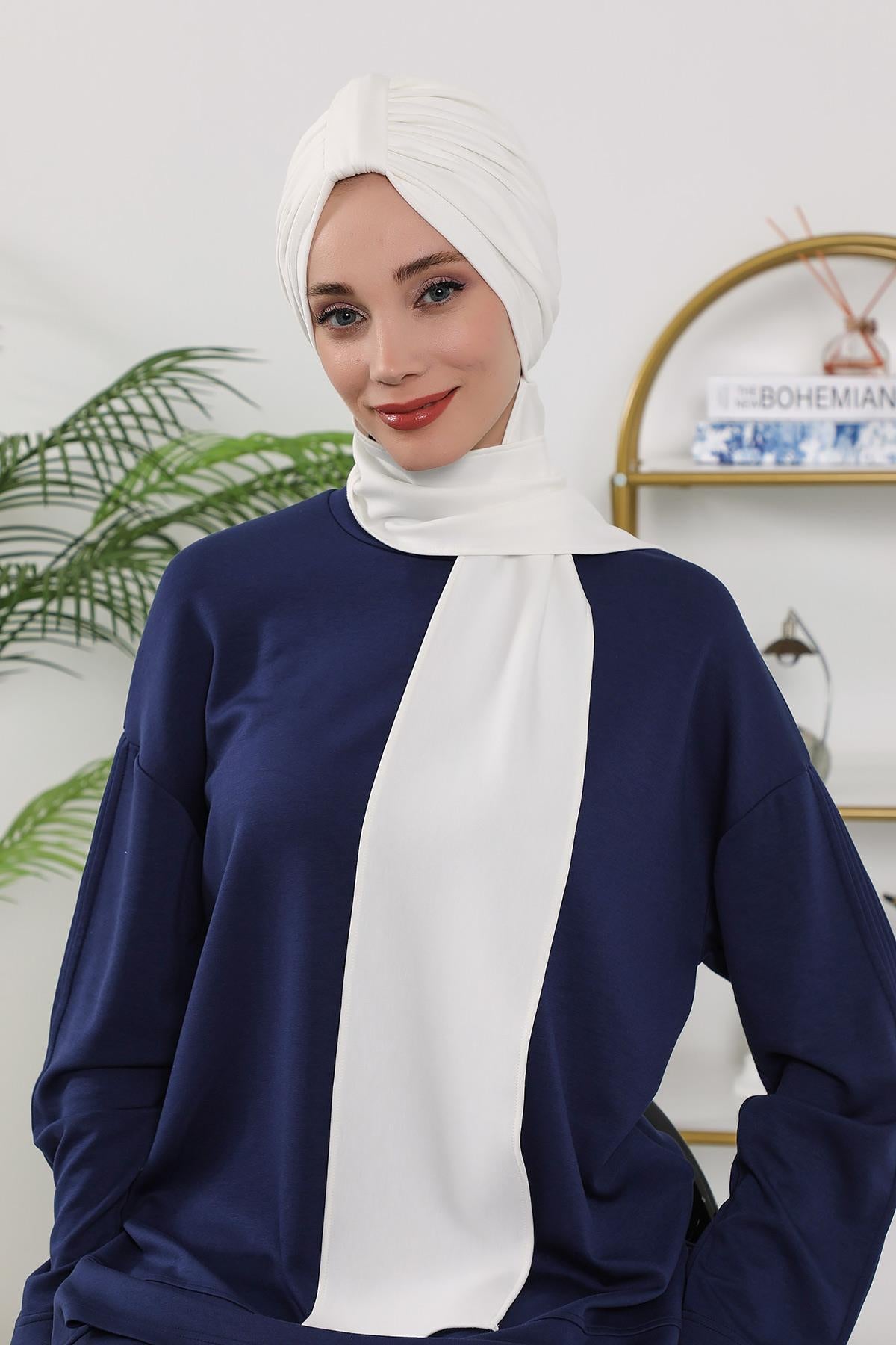 Dört Mevsim Fularlı Bone Türban,B-80O