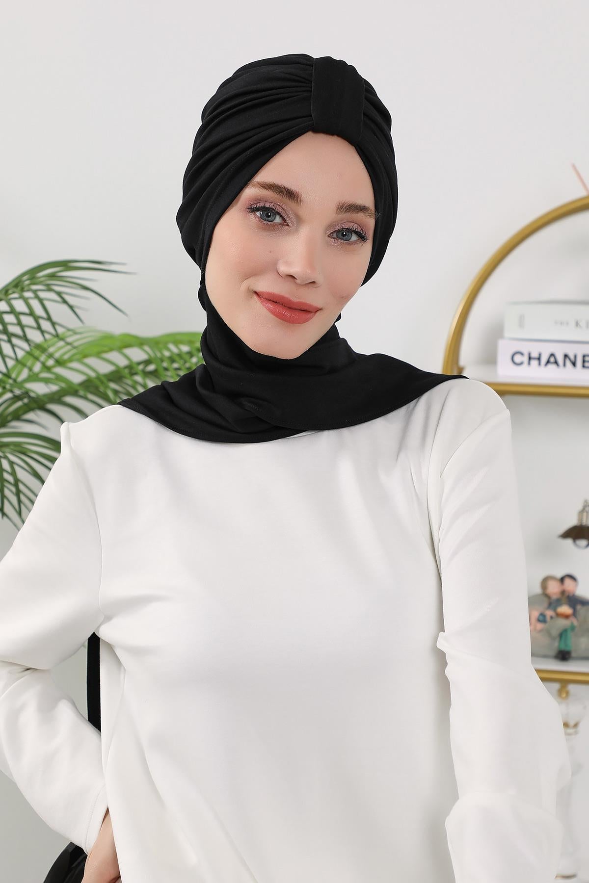 Dört Mevsim Fularlı Bone Türban,B-80O