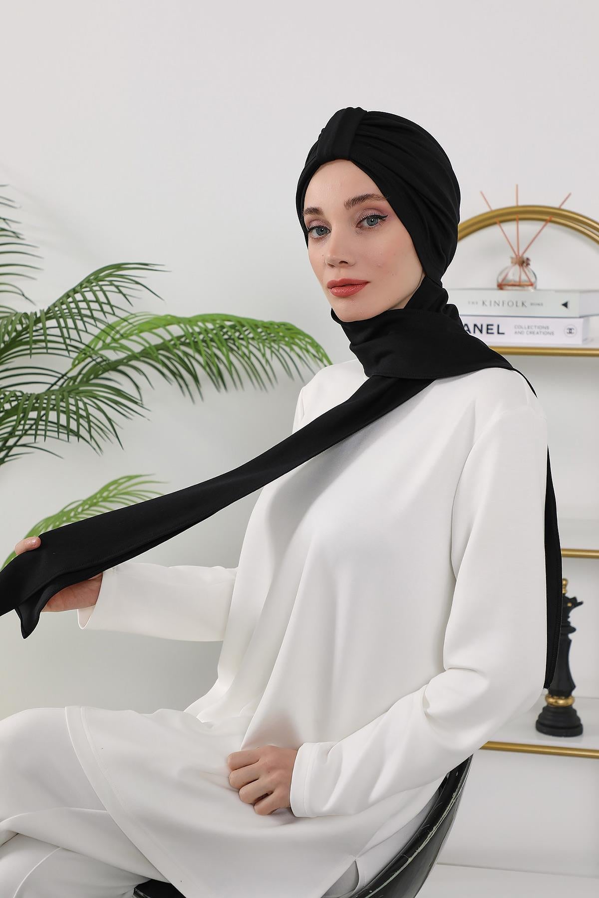 Dört Mevsim Fularlı Bone Türban,B-80O