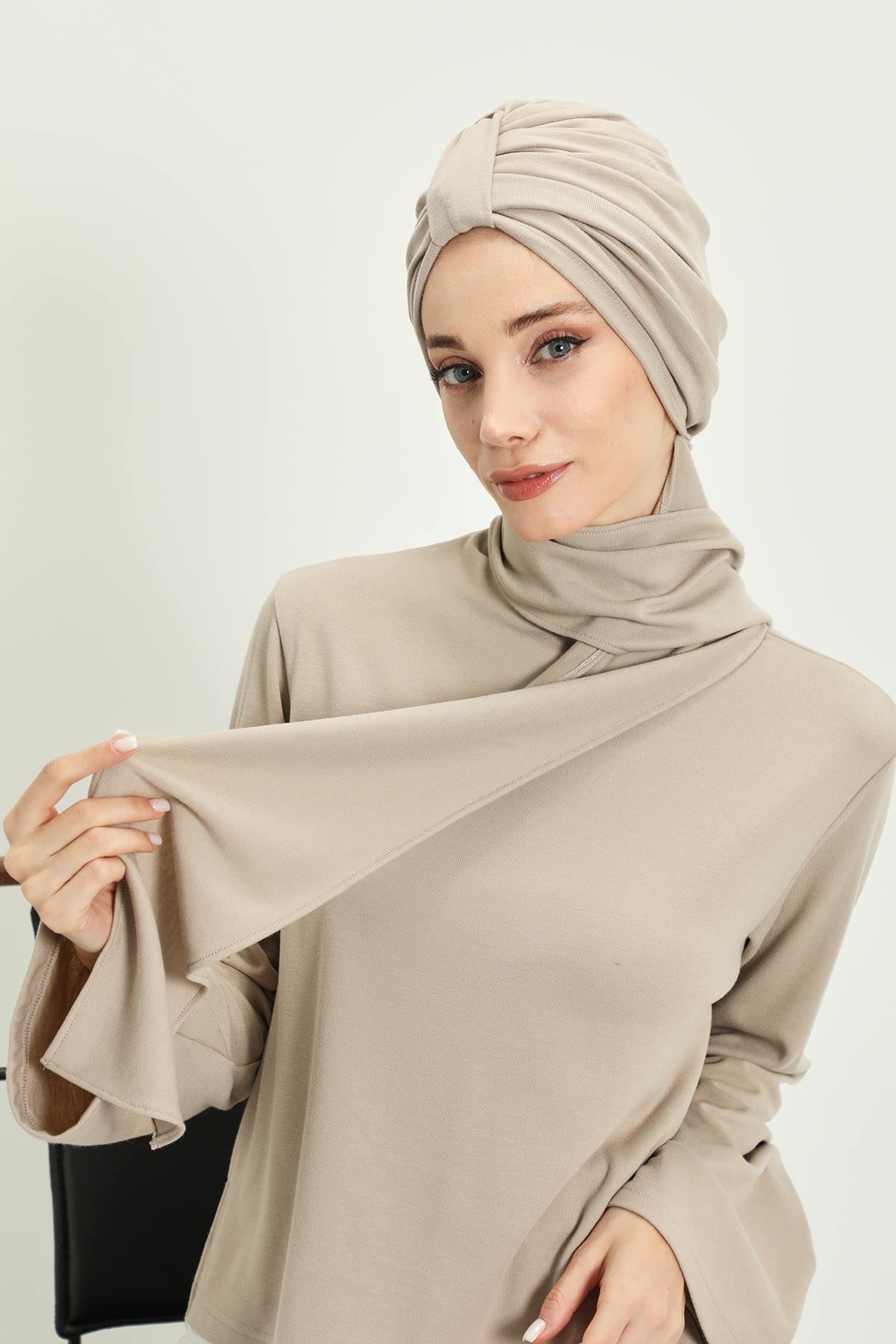 Kışlık Fularlı Bone Türban,B-80RB