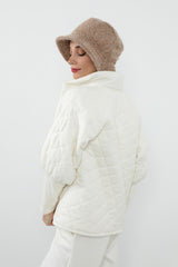 Kışlık Tüylü Kaşe Bucket Şapka ve Atkı Takımı,BAT-1TK