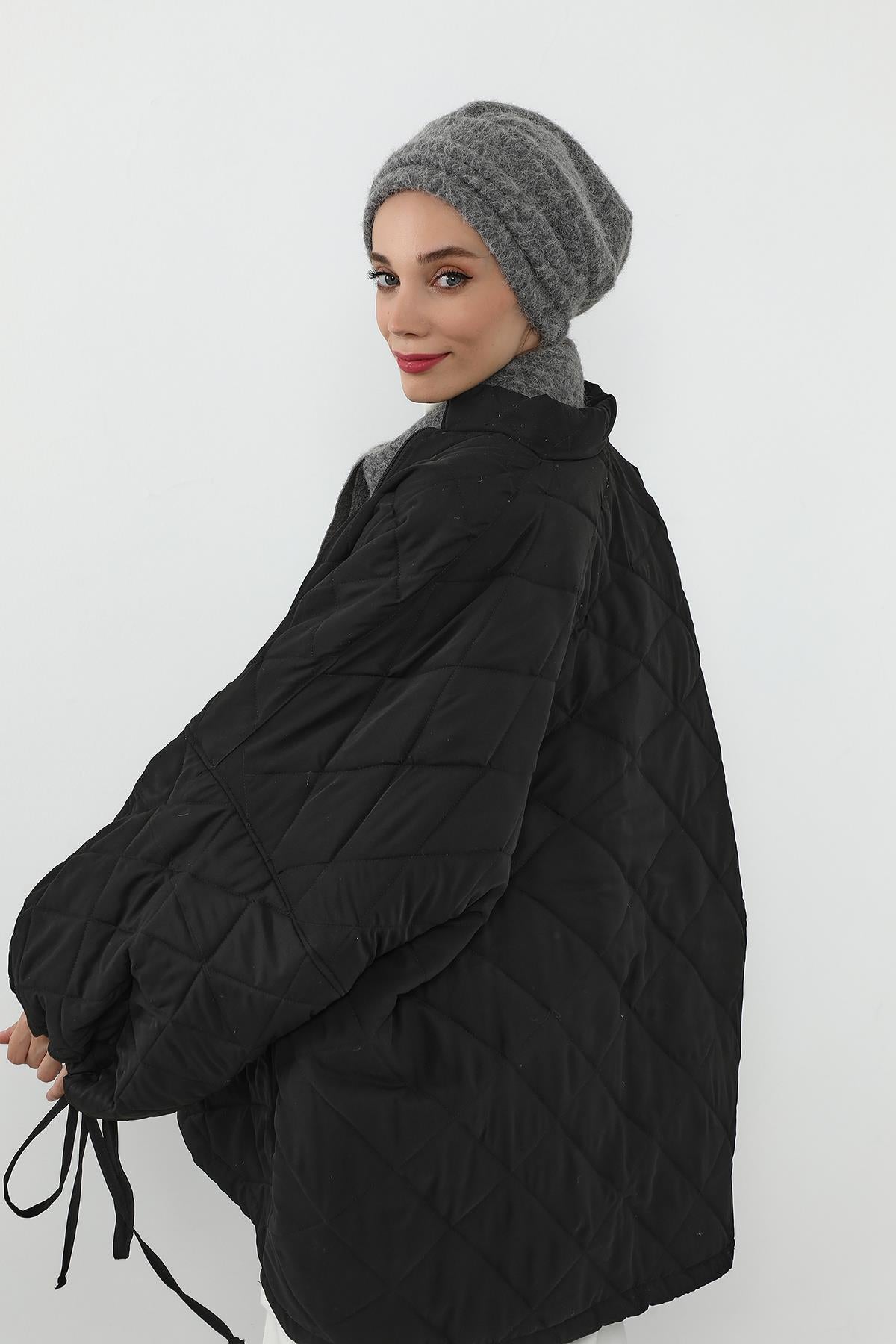 Kışlık Tüylü Pileli Bone ve Atkı Takımı,BAT-3TK