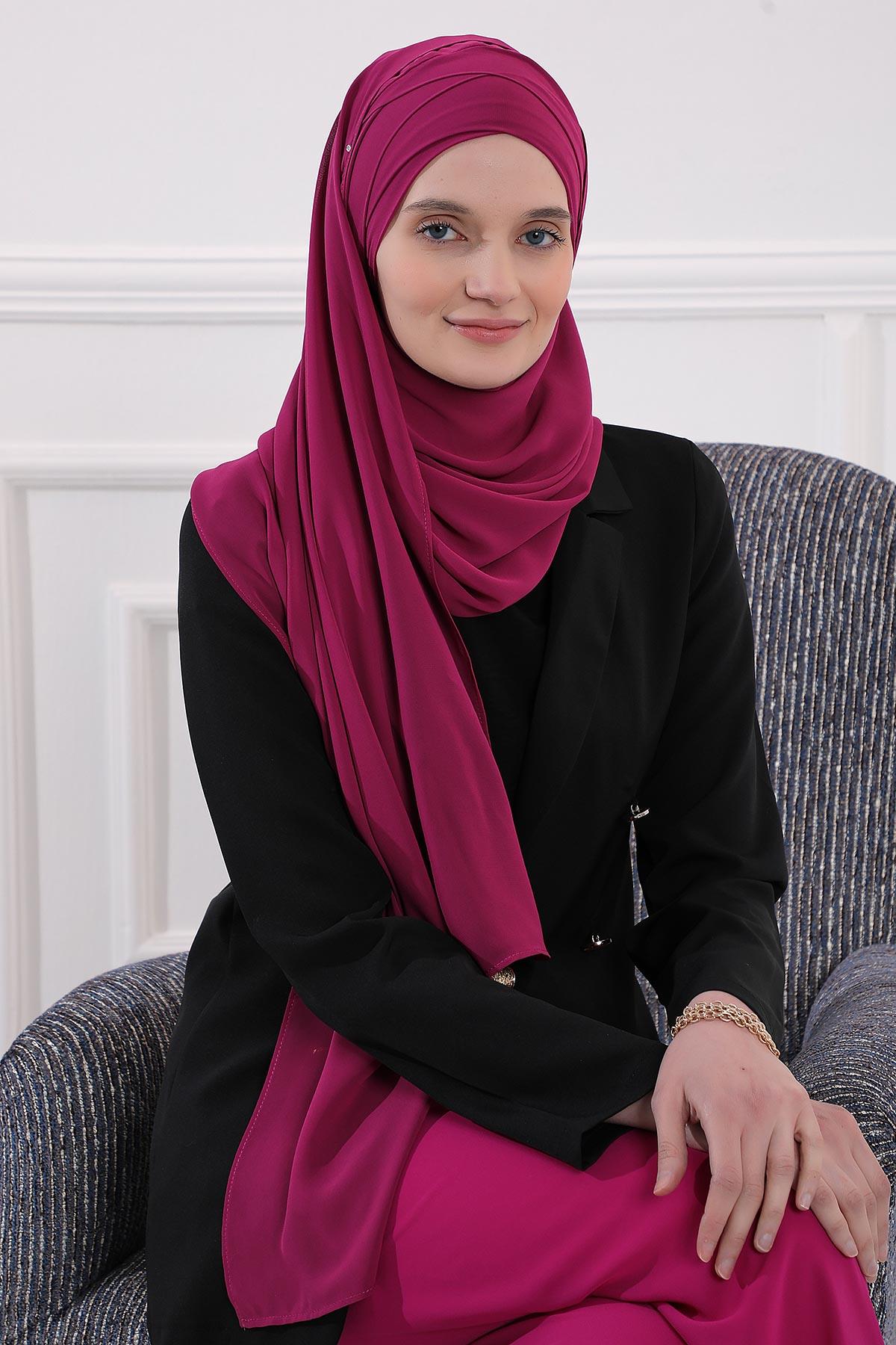 Klasik Tasarım Çapraz Dikim Pratik Şifon Şal,CPS-15,CPS-15