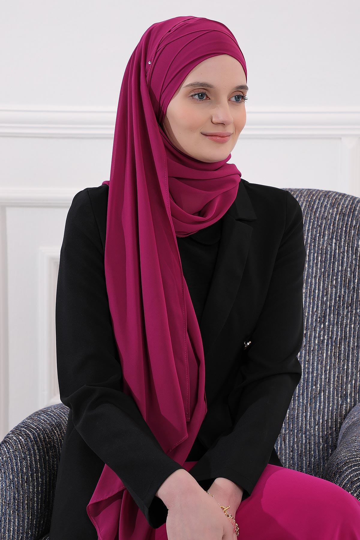 Klasik Tasarım Çapraz Dikim Pratik Şifon Şal,CPS-15,CPS-15