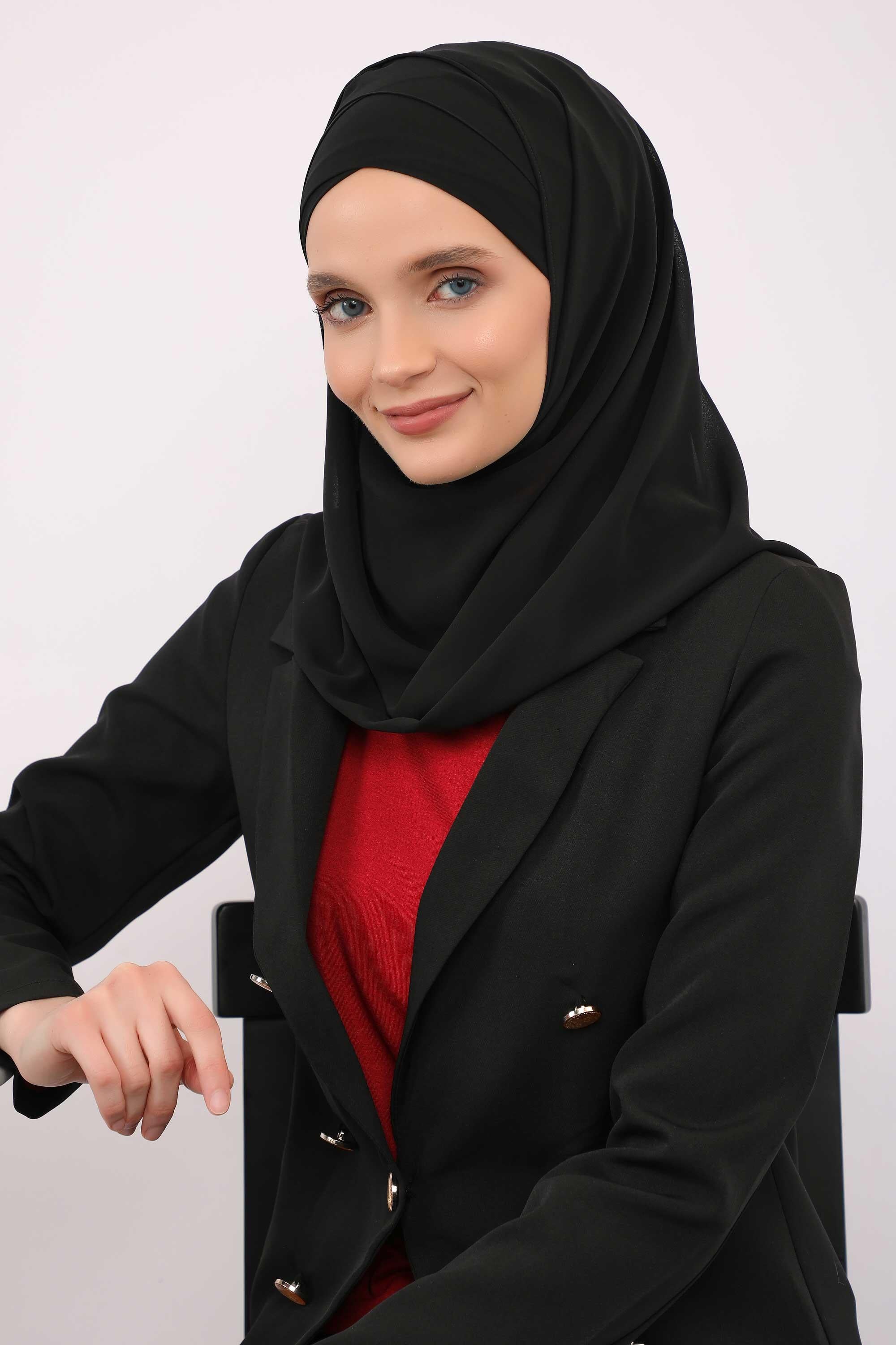 Klasik Tasarım Çapraz Dikim Pratik Şifon Şal,CPS-15,CPS-15