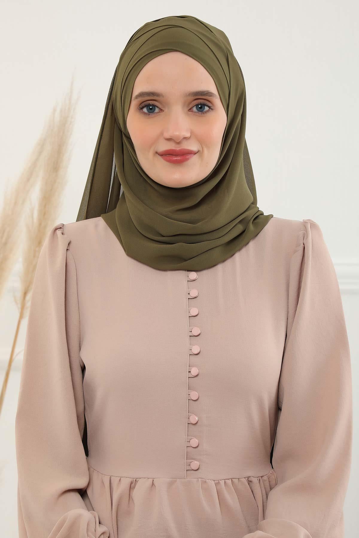 Klasik Tasarım Çapraz Dikim Pratik Şifon Şal,CPS-15,CPS-15