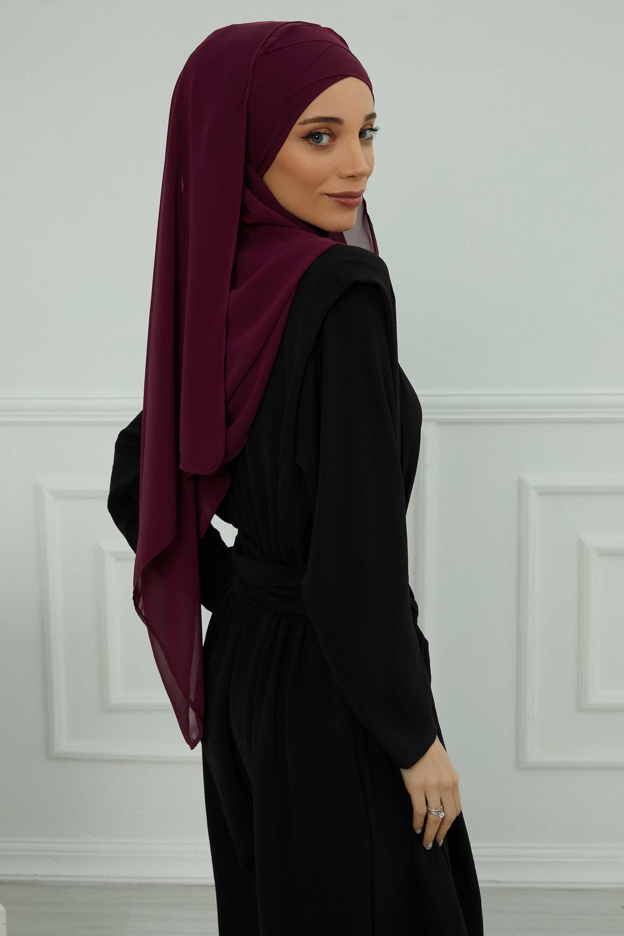 Klasik Tasarım Çapraz Dikim Pratik Şifon Şal,CPS-15,CPS-15