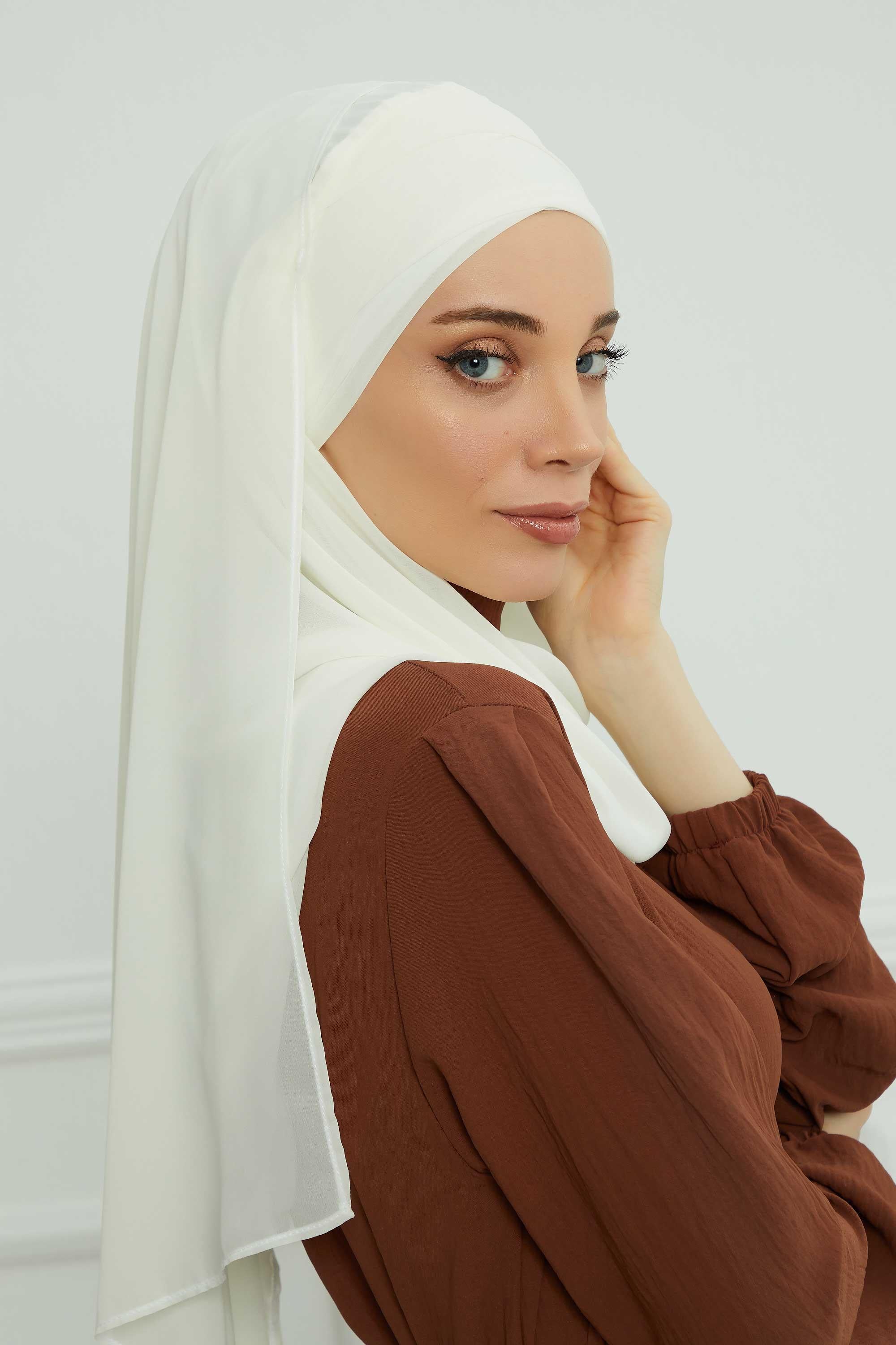 Klasik Tasarım Çapraz Dikim Pratik Şifon Şal,CPS-15,CPS-15