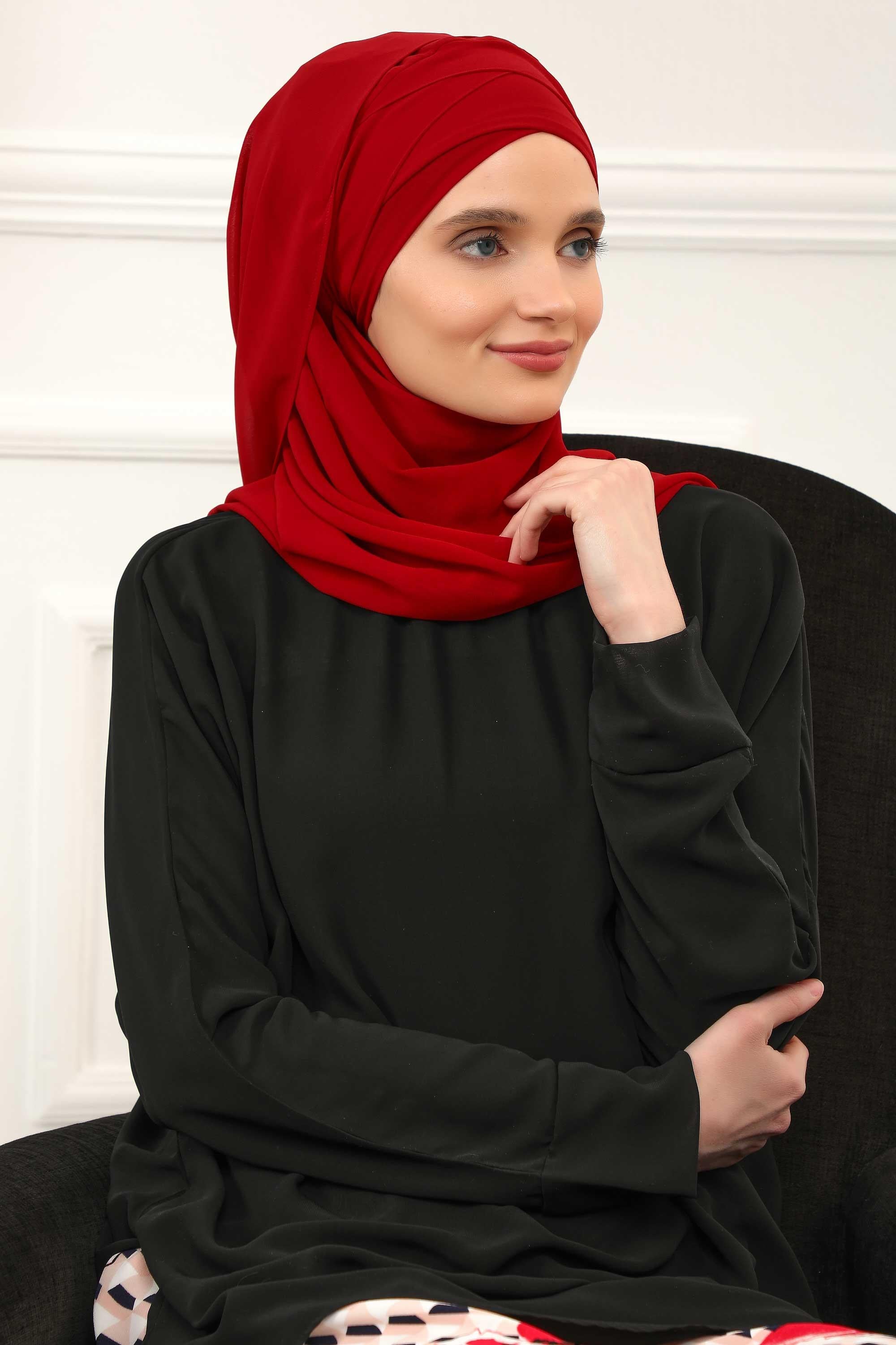 Klasik Tasarım Çapraz Dikim Pratik Şifon Şal,CPS-15,CPS-15