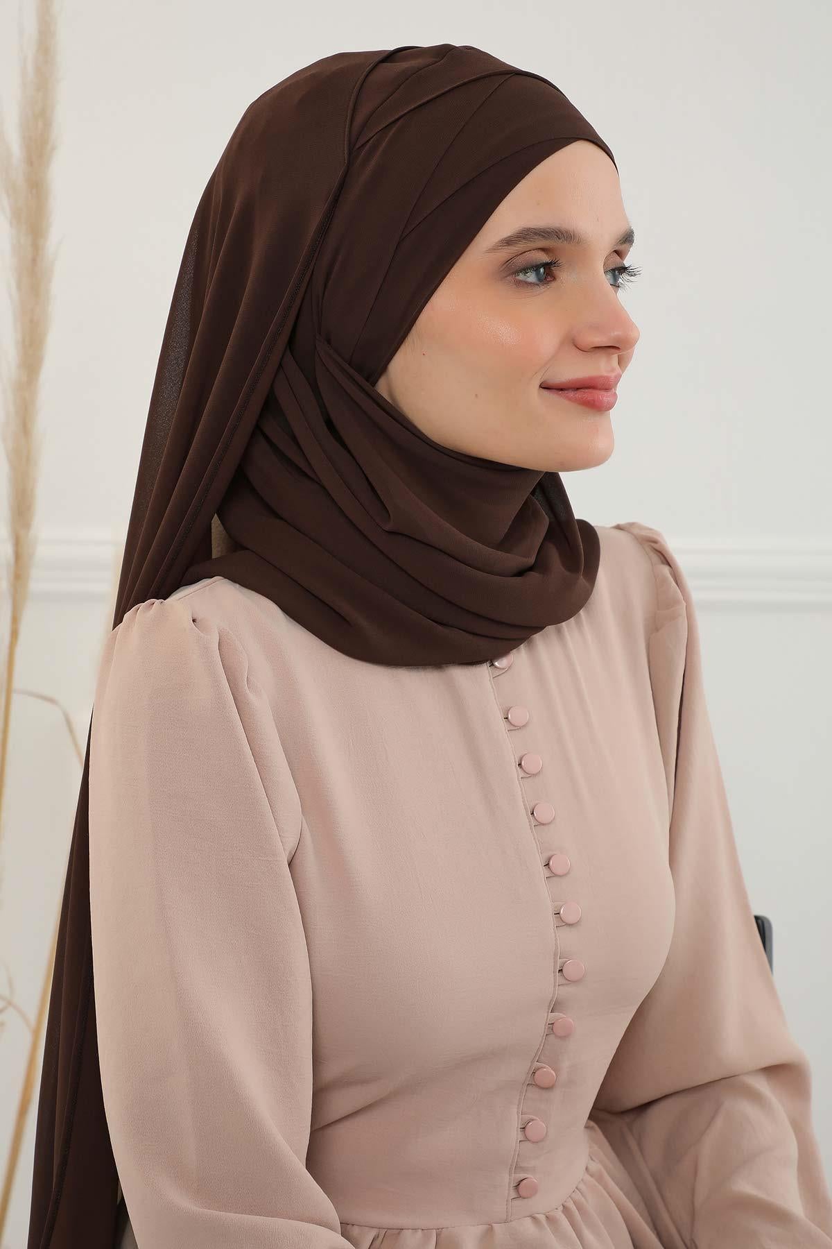 Klasik Tasarım Çapraz Dikim Pratik Şifon Şal,CPS-15,CPS-15