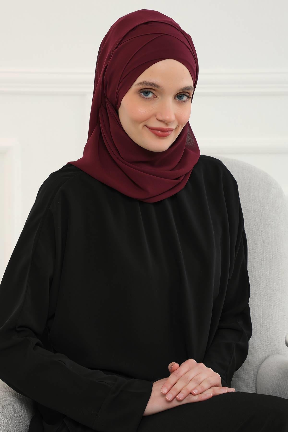 Klasik Tasarım Çapraz Dikim Pratik Şifon Şal,CPS-15,CPS-15