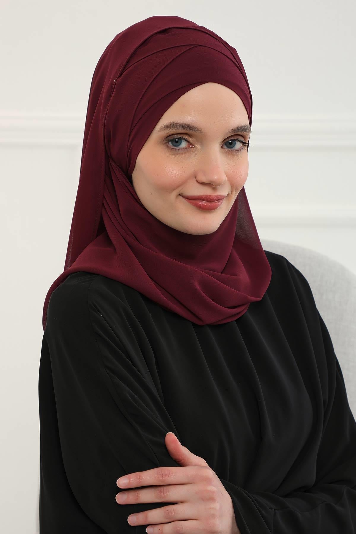 Klasik Tasarım Çapraz Dikim Pratik Şifon Şal,CPS-15,CPS-15