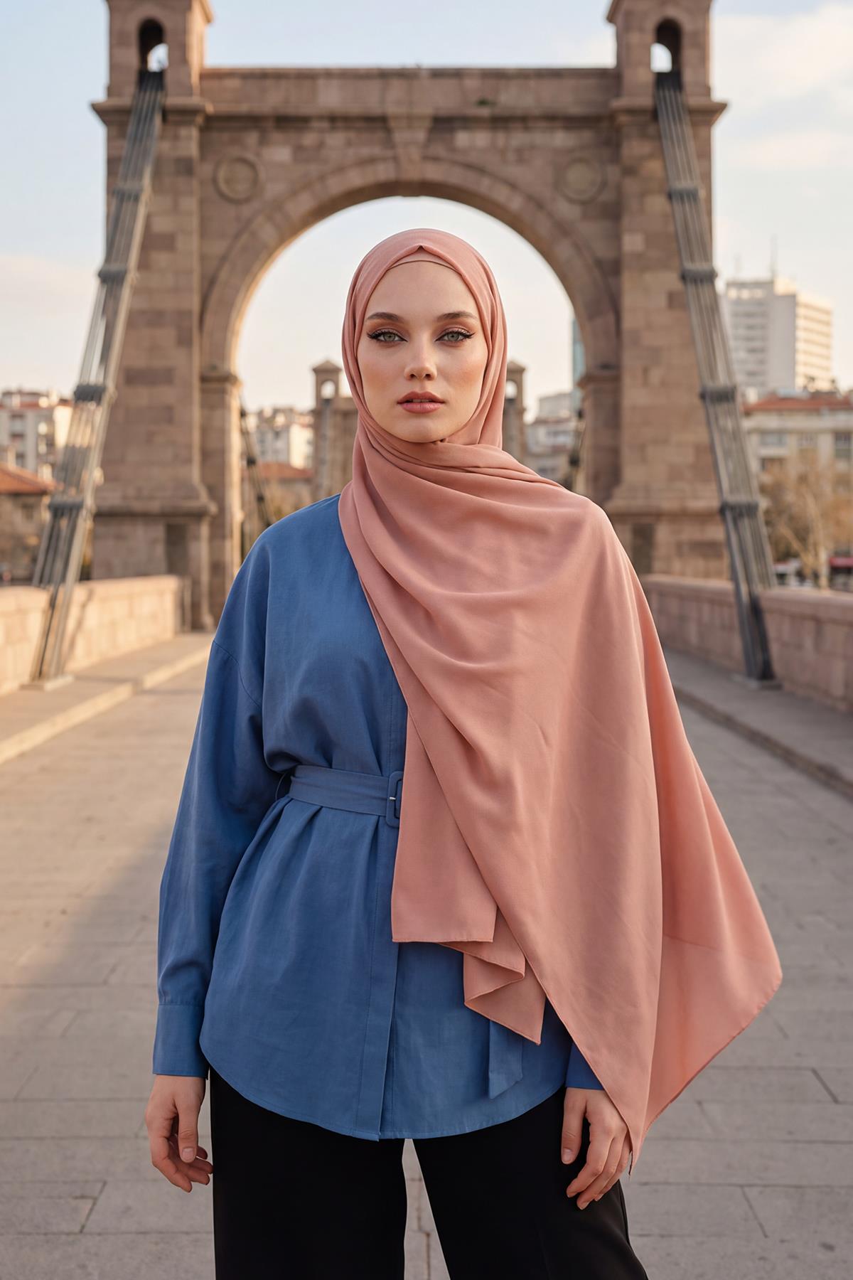 Krep Şal & Penye Bone İkili Takım,PS-50