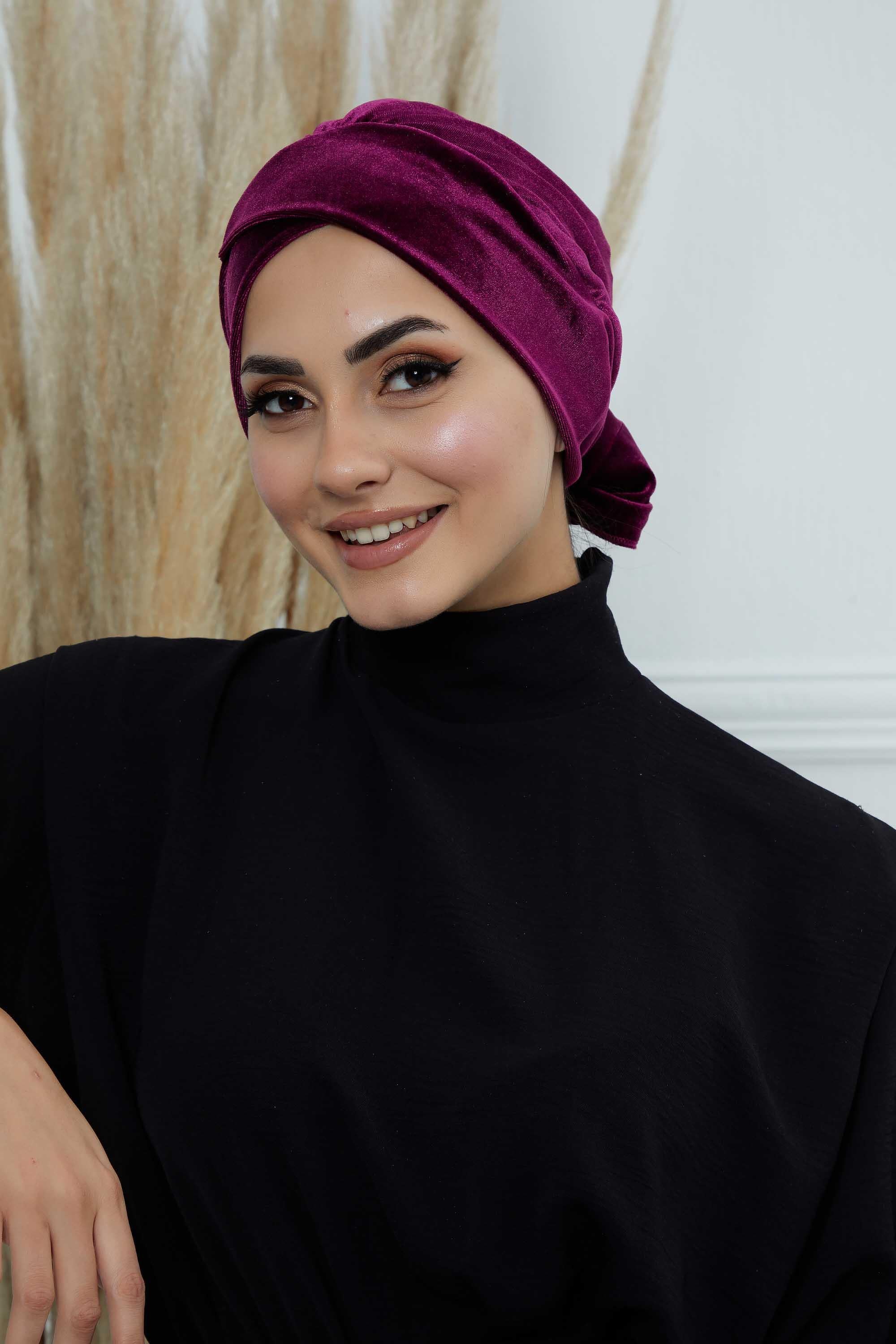 Kuşaklı Kadife Bone,B-31K